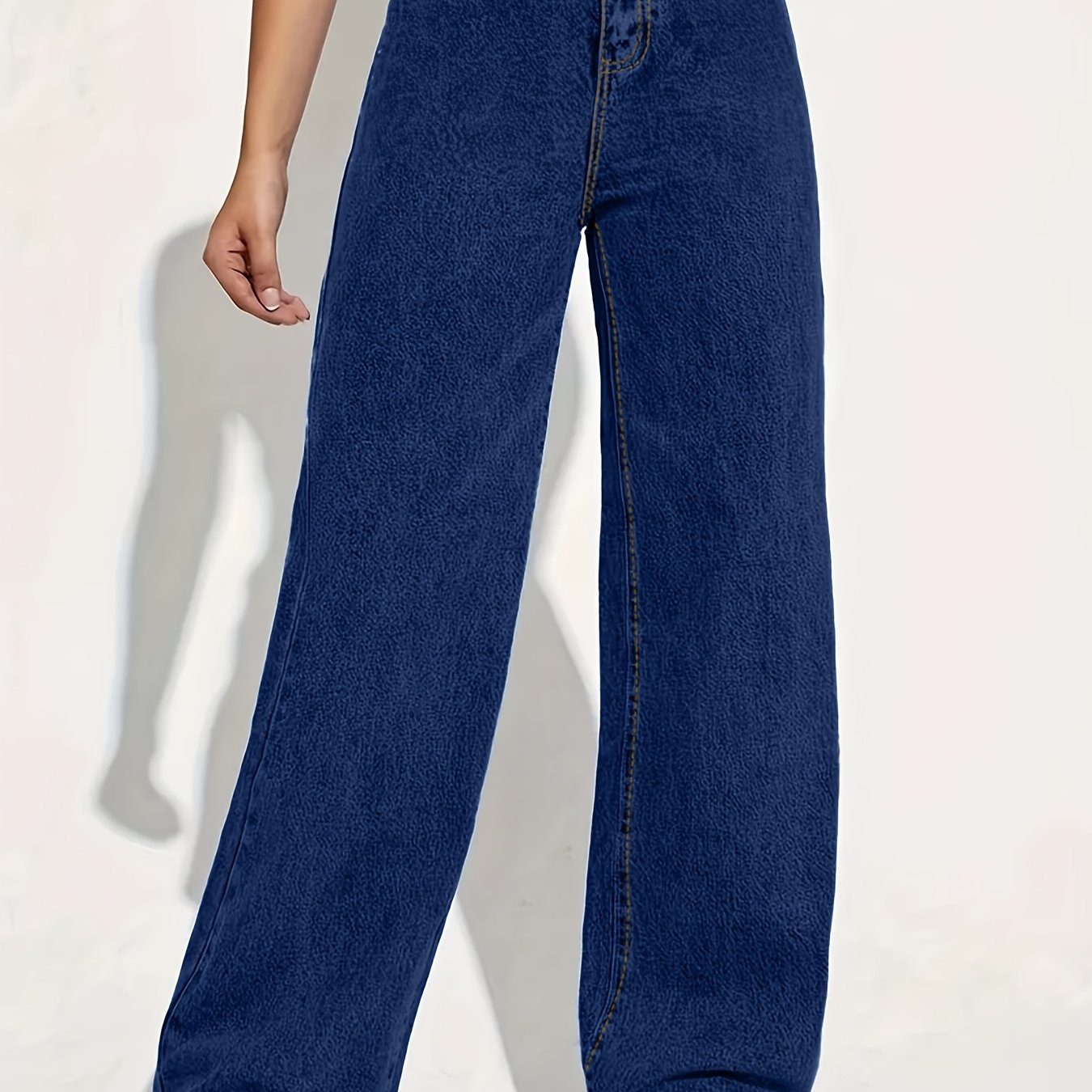 Fashionable Women's Versatile Non Elastic Pants, Denim Straight Leg Casual Pants, Women's Clothing