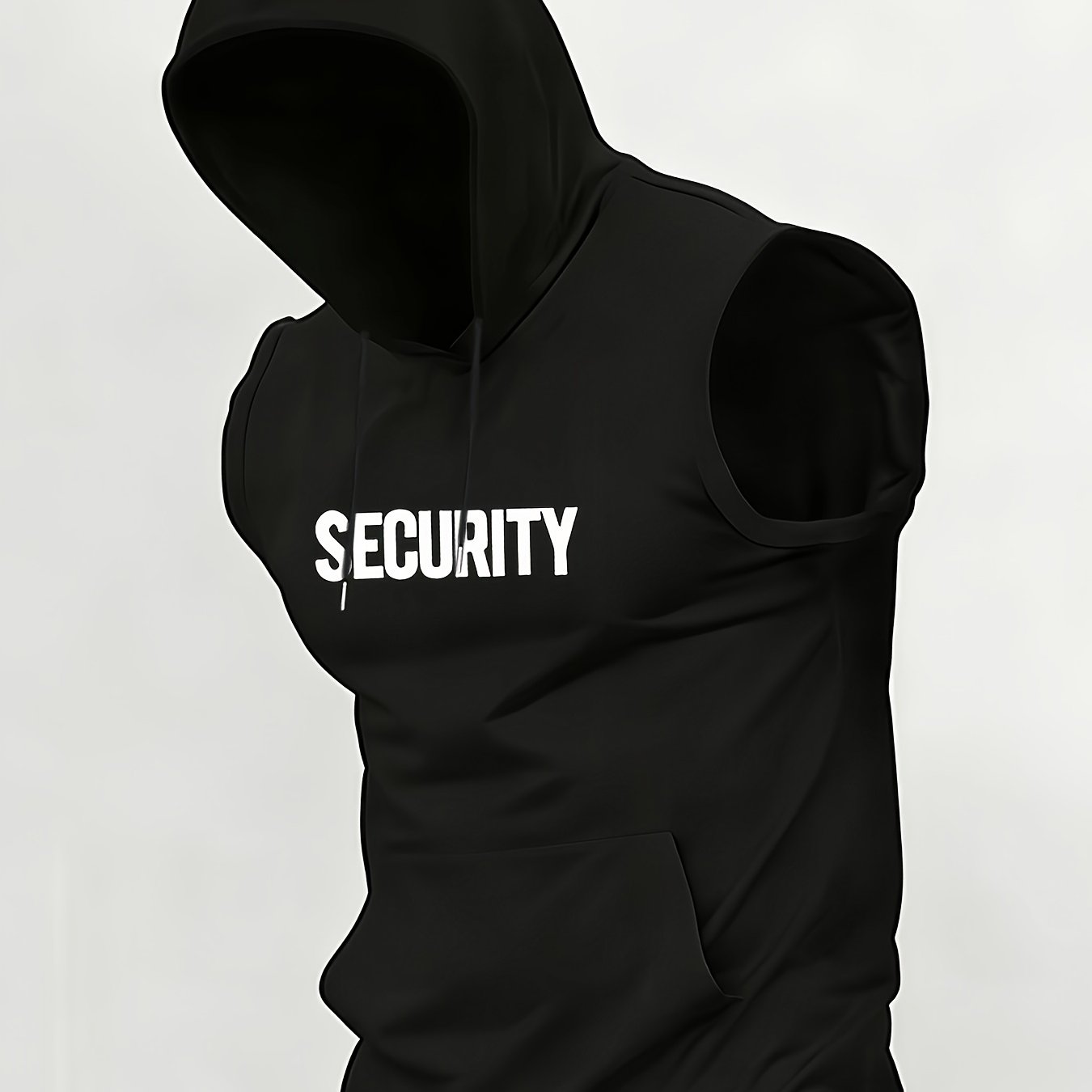TEMU Felpa con cappuccio senza maniche da con stampa SECURITY, top traspirante per allenamento fitness estivo