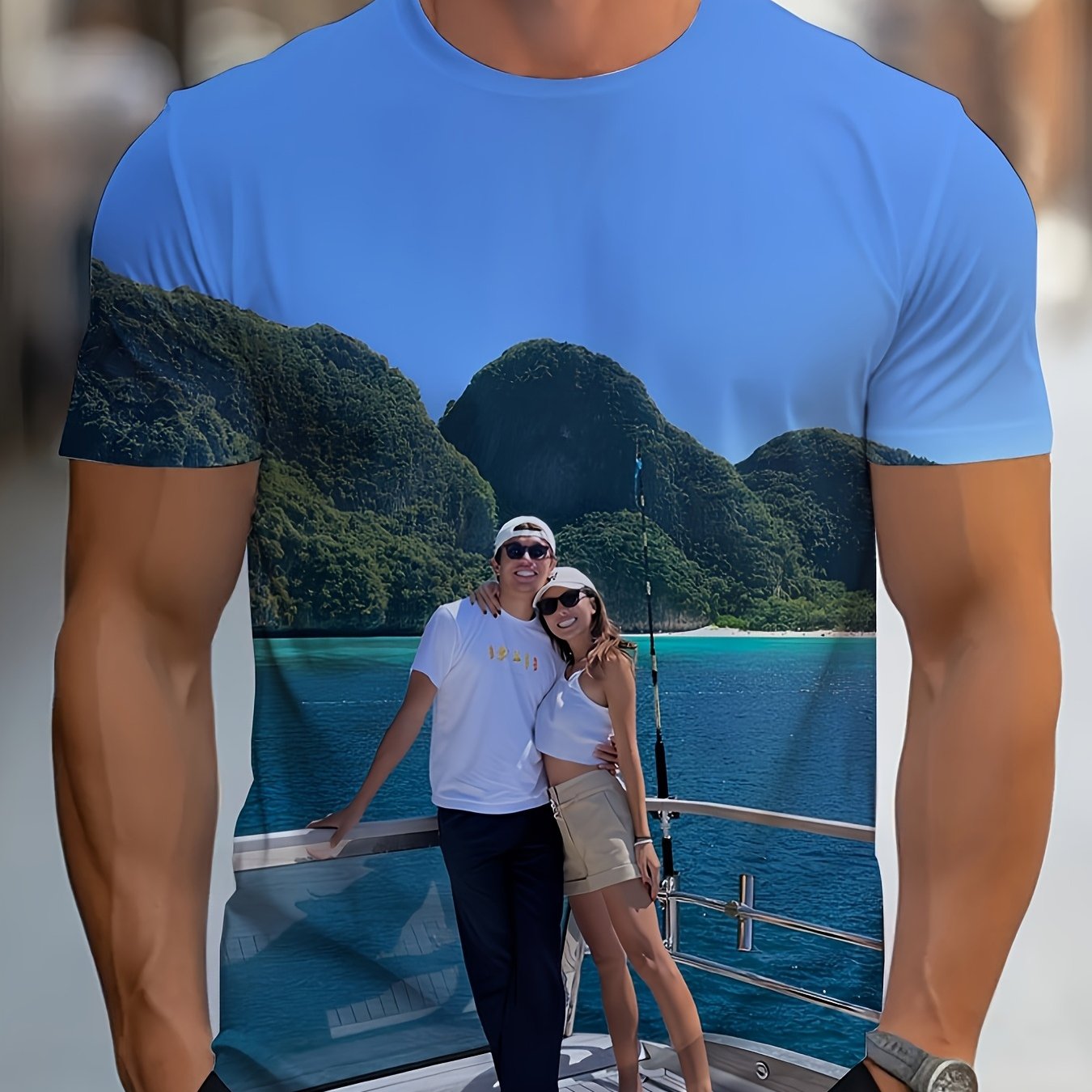 E-shop Personalisiertes 3D-Druck T-Shirt für Paare - Atmungsaktives Material, Rundhals Kurzarm - Sommer Freizeitkleidung und Geschenkidee