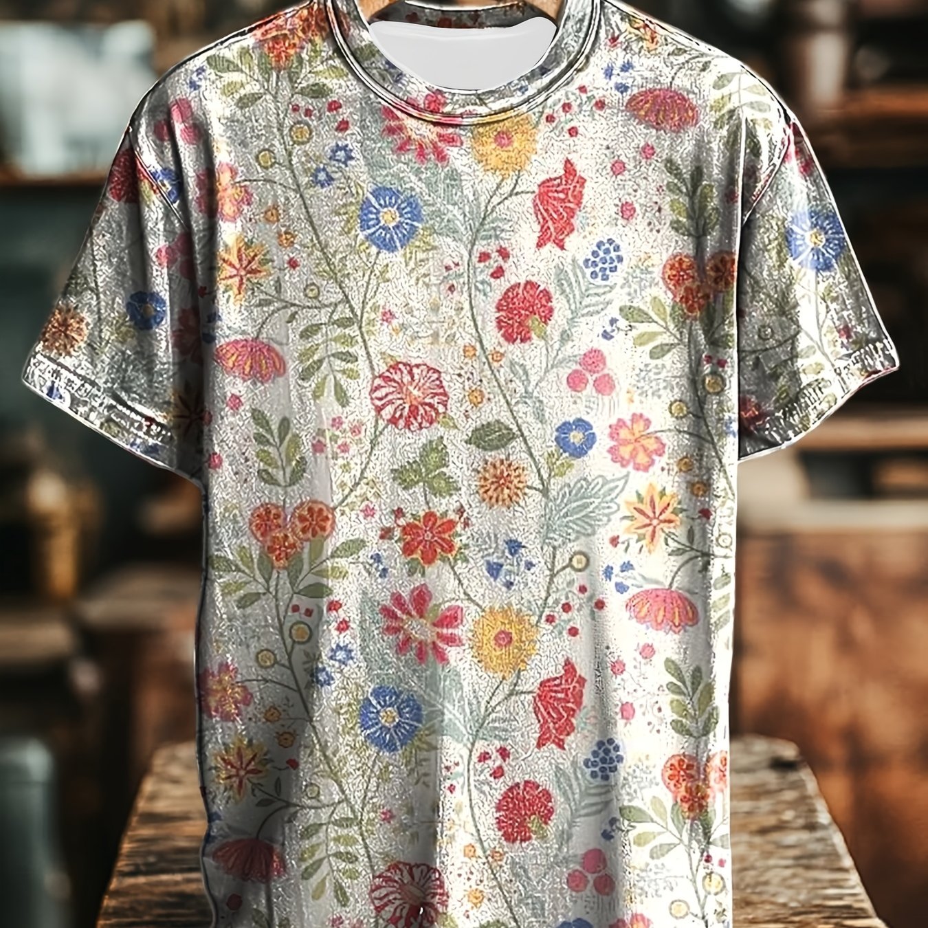 TEMU Yeyhtwo Unisex Retro Cute Floral Casual Loose Short Sleeve T-shirt, Men's Short Sleeve, T-shirt