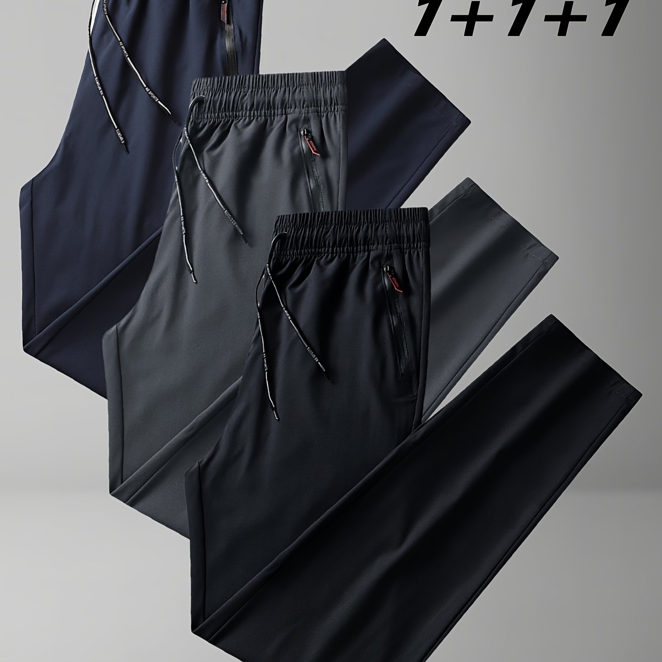 E-shop 3er-Pack Herren Sportliche Lange Hosen Outdoor Sport Fitness Laufen Atmungsaktive Hosen Trendige Mode Vielseitige Herren Lange Hosen