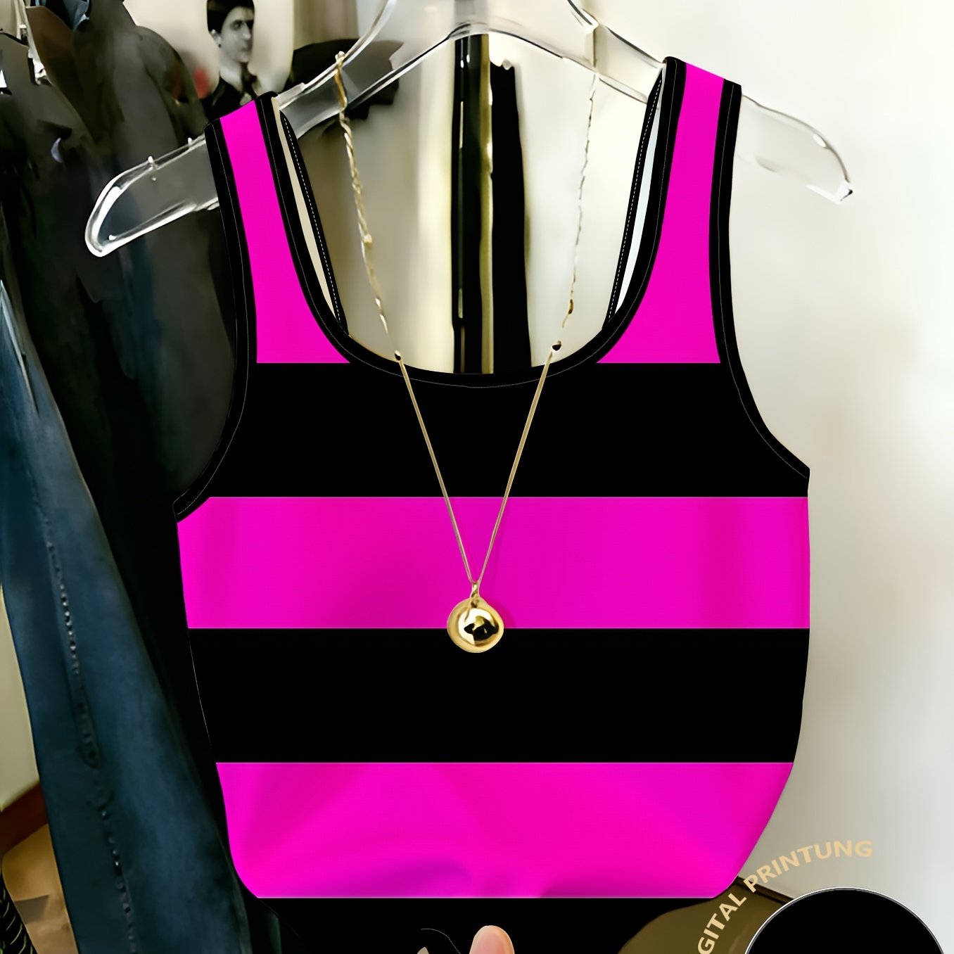 TEMU Women's Striped Sleeveless Tank Top, Slim-fit Cropped Camisole, Fashionable Color-block Spliced Knitwear, Casual Couple's Outfit, New Summer