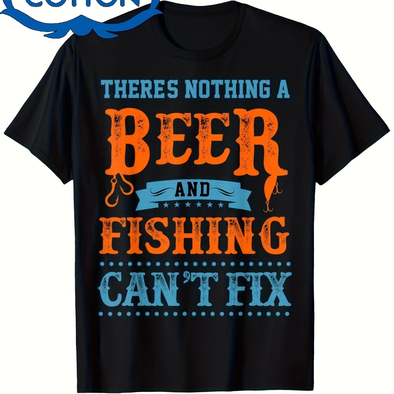 TEMU Men's & Women's Funny Fishing Beer T-shirt - "'s Nothing Beer & Fishing Fix" Slogan, High Stretch Loose Fit Shirt Suitable For Outdoor, Casual