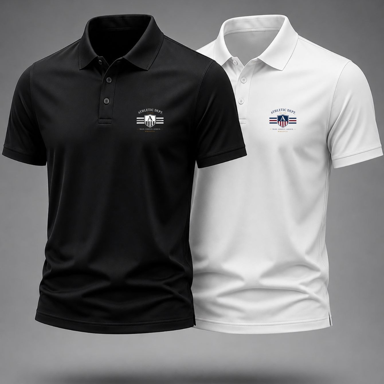 Image of 2pcs Men's Shirt Set Minimalist Logo Print Cotton Blend Shirts Business Men's Summer Office Wear Gift For Husband