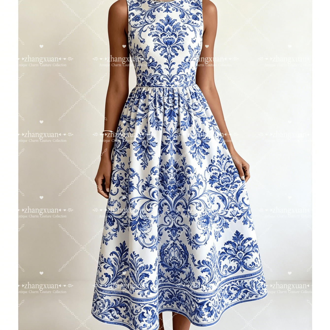 2026 Summer New Women's Sleeveless Dress, Unique High Art Print, High Waist A-line Loose Swing Skirt, Elegant And Elegant, Casual Retro Aesthetics, Suitable For Vacation - Cocktail Party - Daily Wear