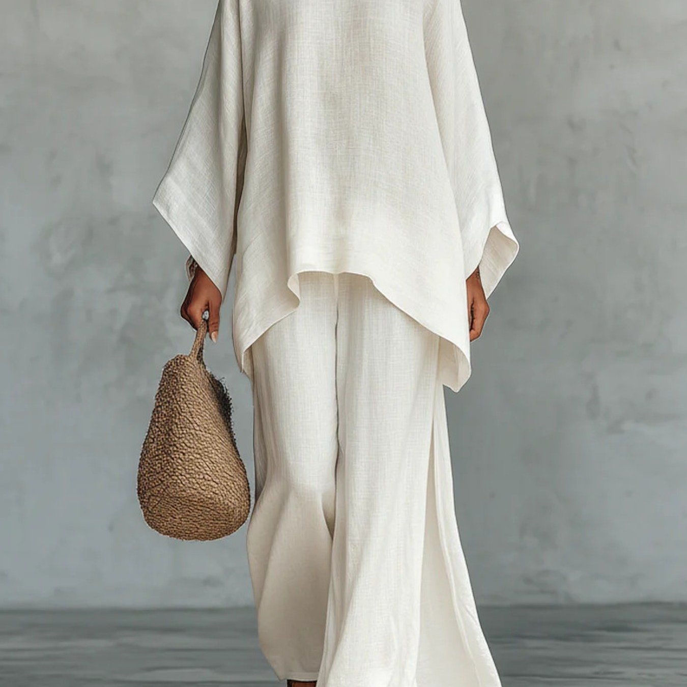 Women's Easy Loose Shirt And Wide-leg Pants Set