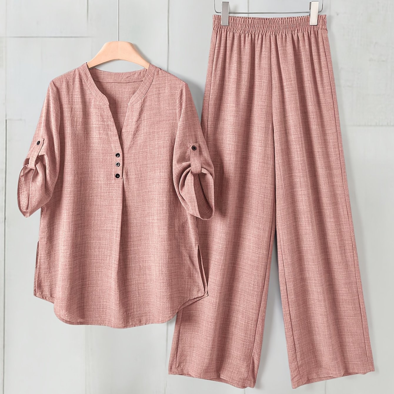 TEMU 2025 Summer New Short Sleeve Stylish Cool Casual Fashion Simple 2pcs Set