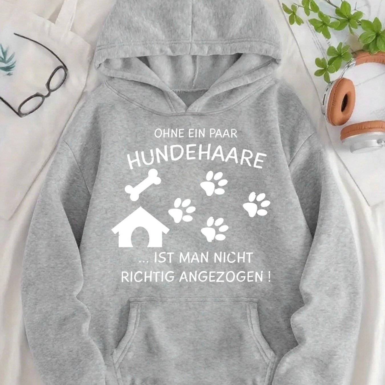 Image of A Dog Hair And Paw Print Theme Design Trendy Sweatshirt Woman's Hoodie High Quality Thick Sweatshirt Autumn Winter Wear For Dog Lovers Gift For Pet