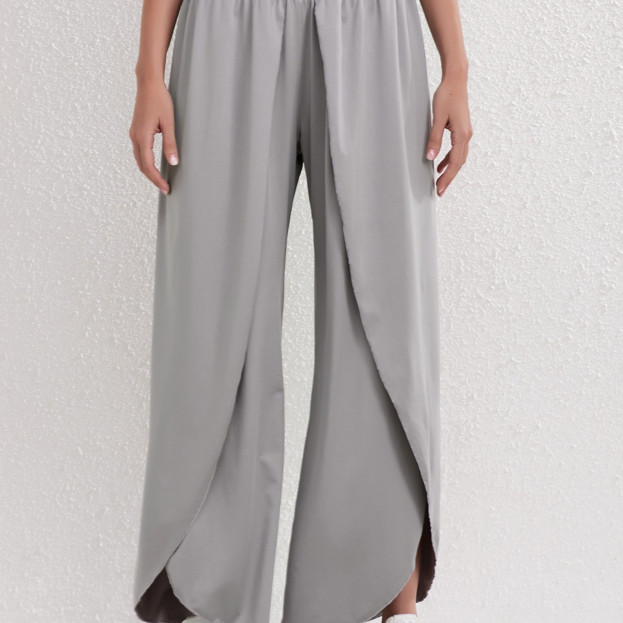 TEMU Women' Color Casual Sports Pants With Slit Design, Suitable For Sports And Daily Wear, Comfortable And Breathable