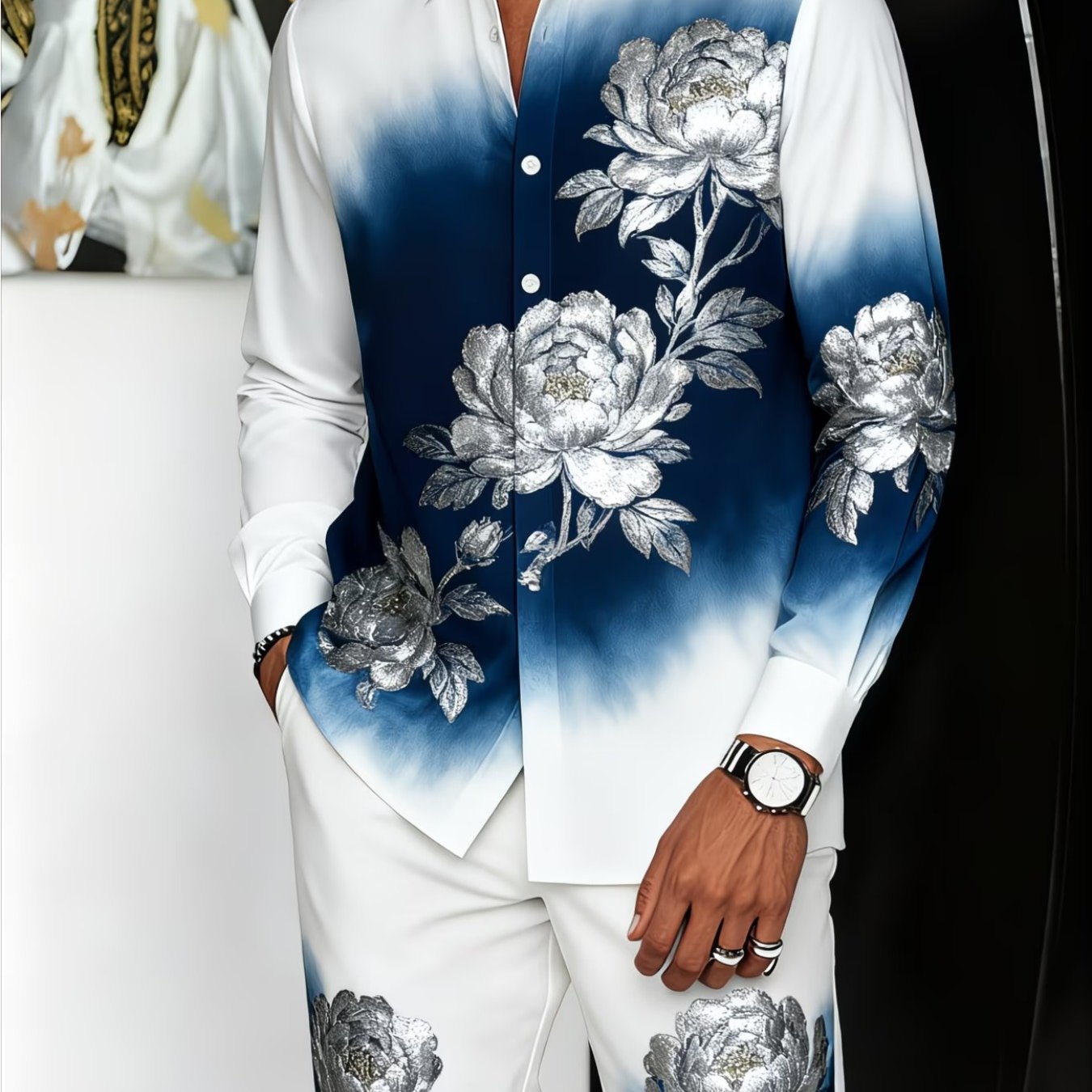 2pcs Set, Fashionable Men's Button- Shirt With Collar And Pants, Breathable And Comfortable, Suitable For Occasions. Ideal For Holiday Gifts/ A Must-have Men's Gift, Perfect For Family, , Brothers, .