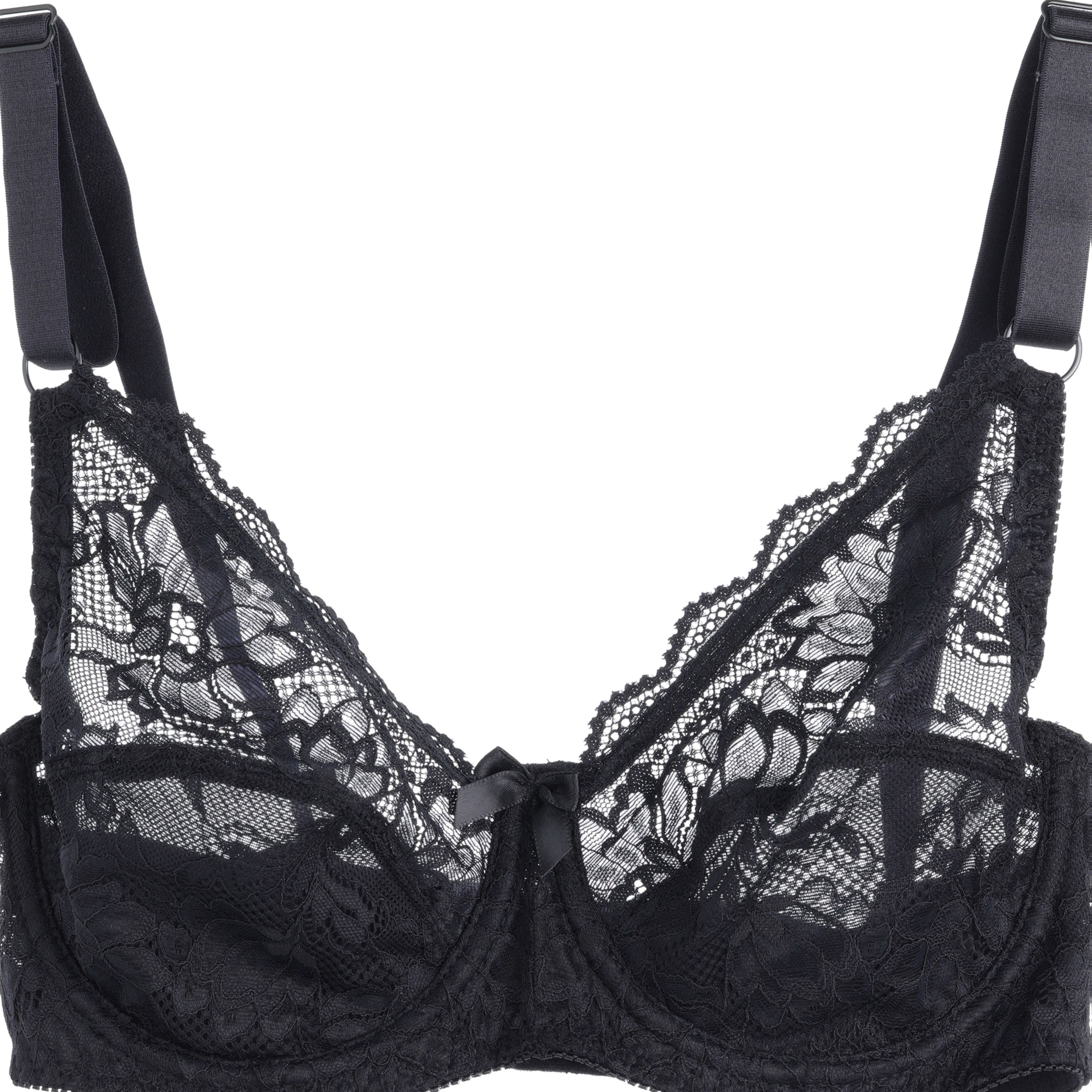 TEMU Lace Lingerie, Thin, Sensual, Pure And Desirable, Push-up, , Bra, Black