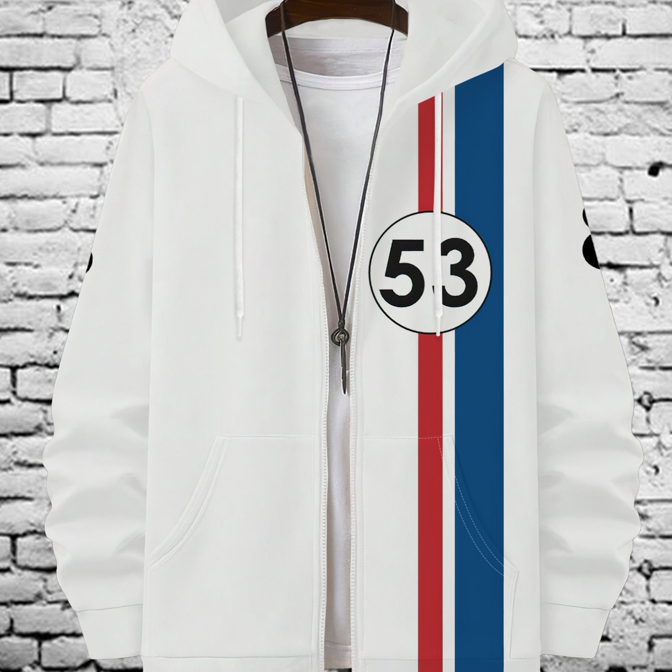 TEMU Men's Fashion Sports Zip-up Hoodie With 53 And Design Casual Outerwear