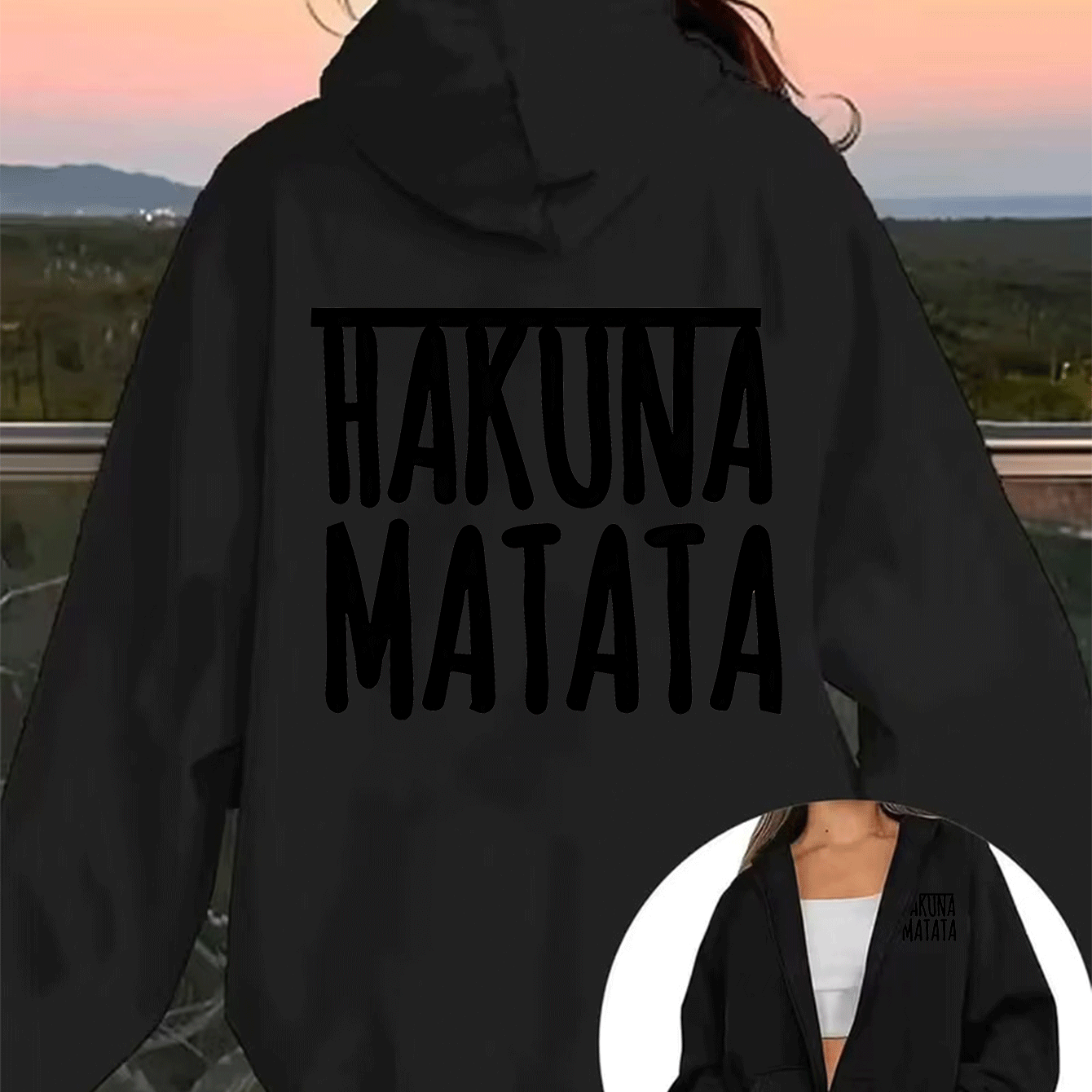 TEMU " Slogan Print -lined Hooded Sweatshirt With Zipper, Loose And Comfortable Autumn/winter Outerwear Jacket, The Gift