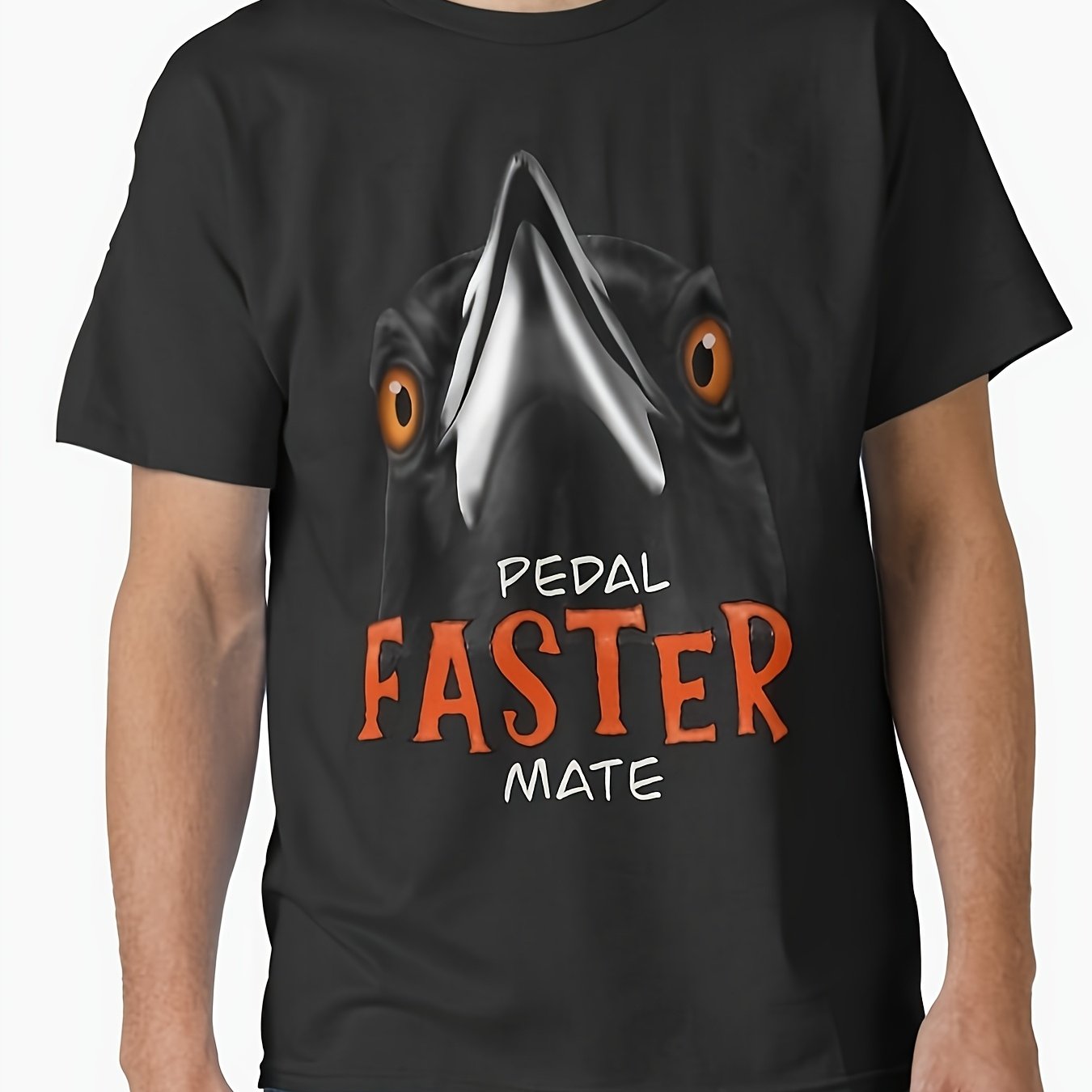 TEMU Men's Black Casual Short Sleeve Featuring A Magpie Graphic Designed For With A Smooth Texture This Trendy Crew Neck From Stretch Fabric Outdoor