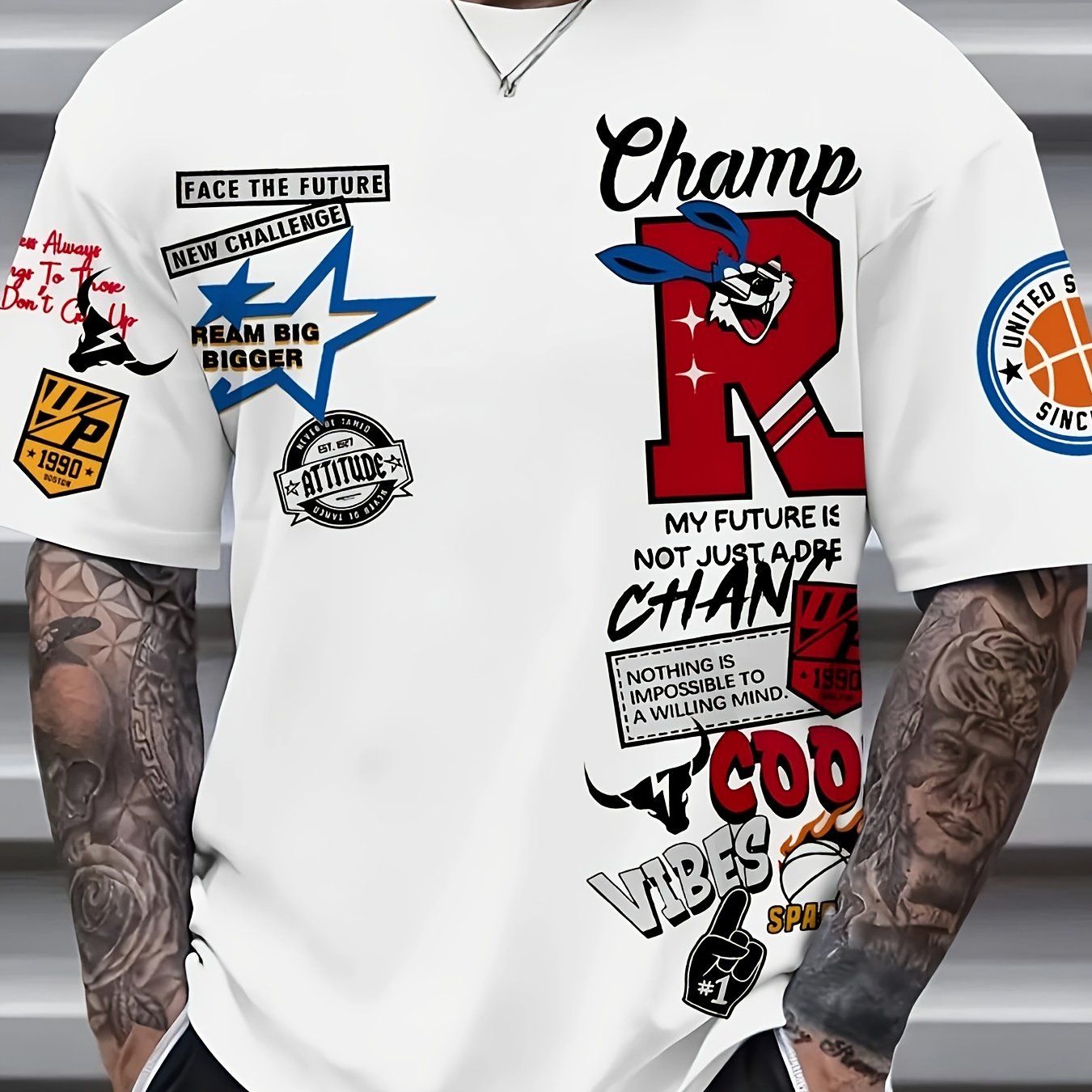 TEMU Men's "" Graphic T-shirt - Stylish Round Neck, Short Sleeves, Lightweight T-shirt With A Print Design - Suitable For Casual Or Athletic Wear