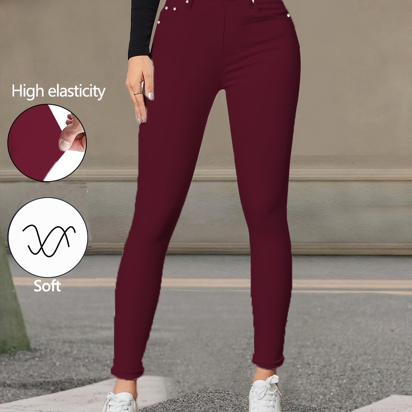 Women's High-stretch Elegant Fashion Multi-rivet Ankle Jeans