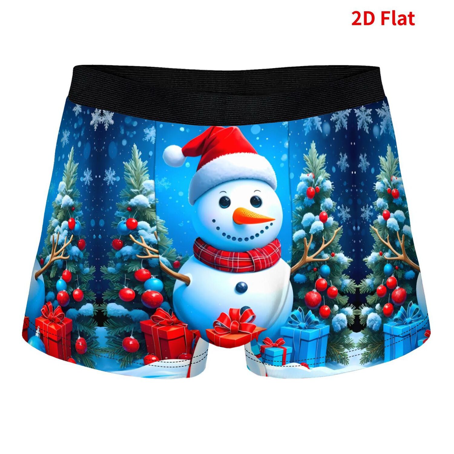 TEMU Christmas Snowman Men's Polyester Underpants Casual Soft 2d Print Design