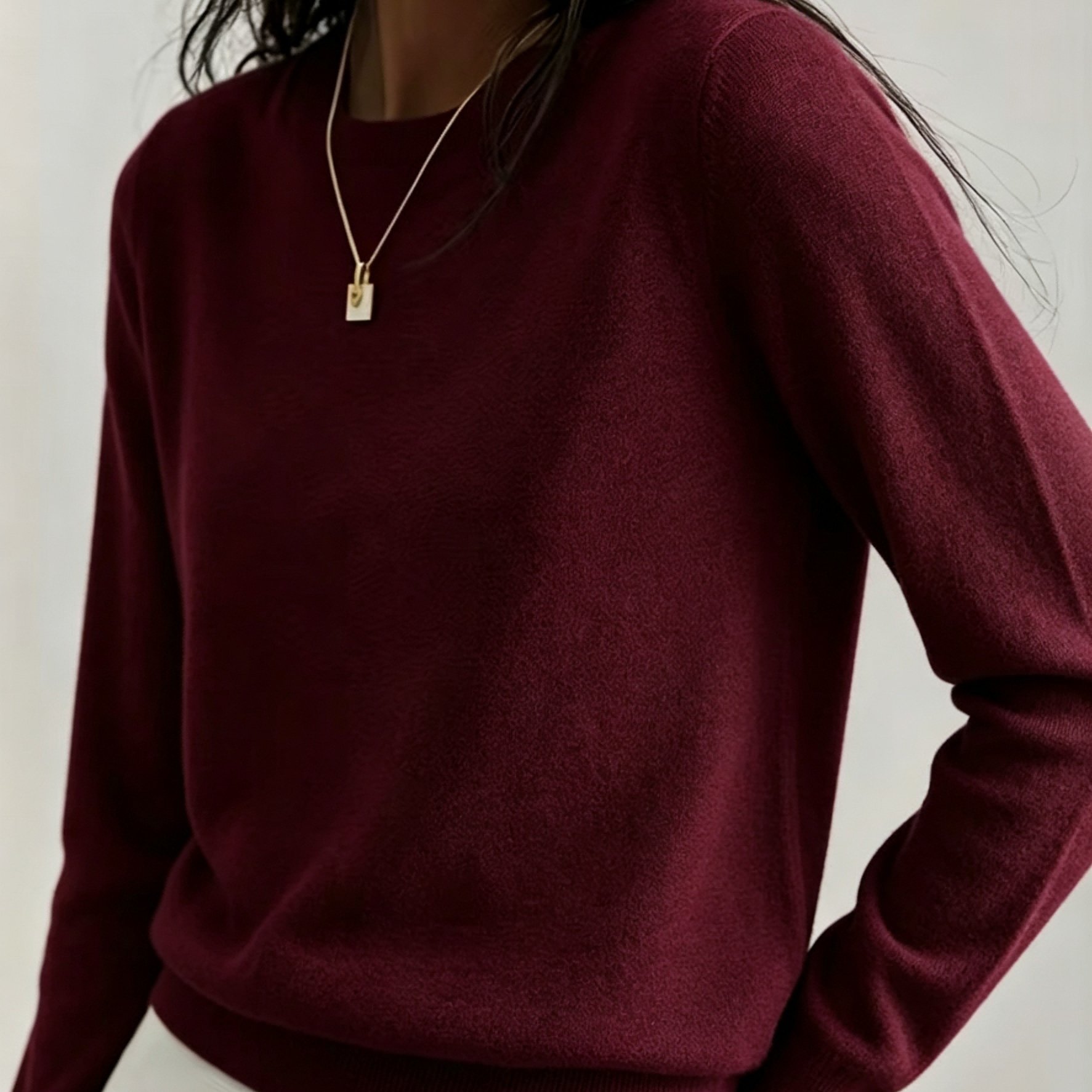 TEMU New Women's Pullover, Long Sleeves, Loose Fit, Soft, Comfortable, Versatile, Easy, Thin Women's Top, Solid Color Long-sleeved Knitwear
