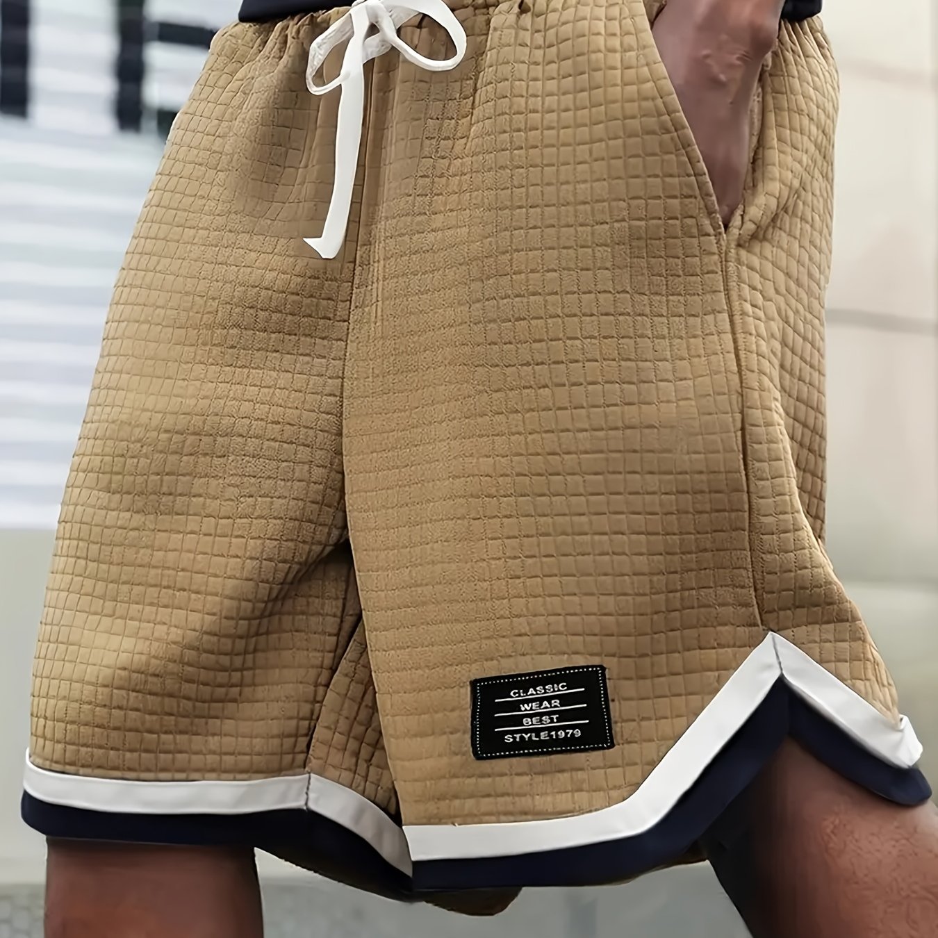 TEMU Shorts Estivi Casual a Quadri da - Tessuto Traspirante Elasticizzato con Bordi a , Vita Regolabile e Tasche - Pantaloncini Sportivi Streetwear