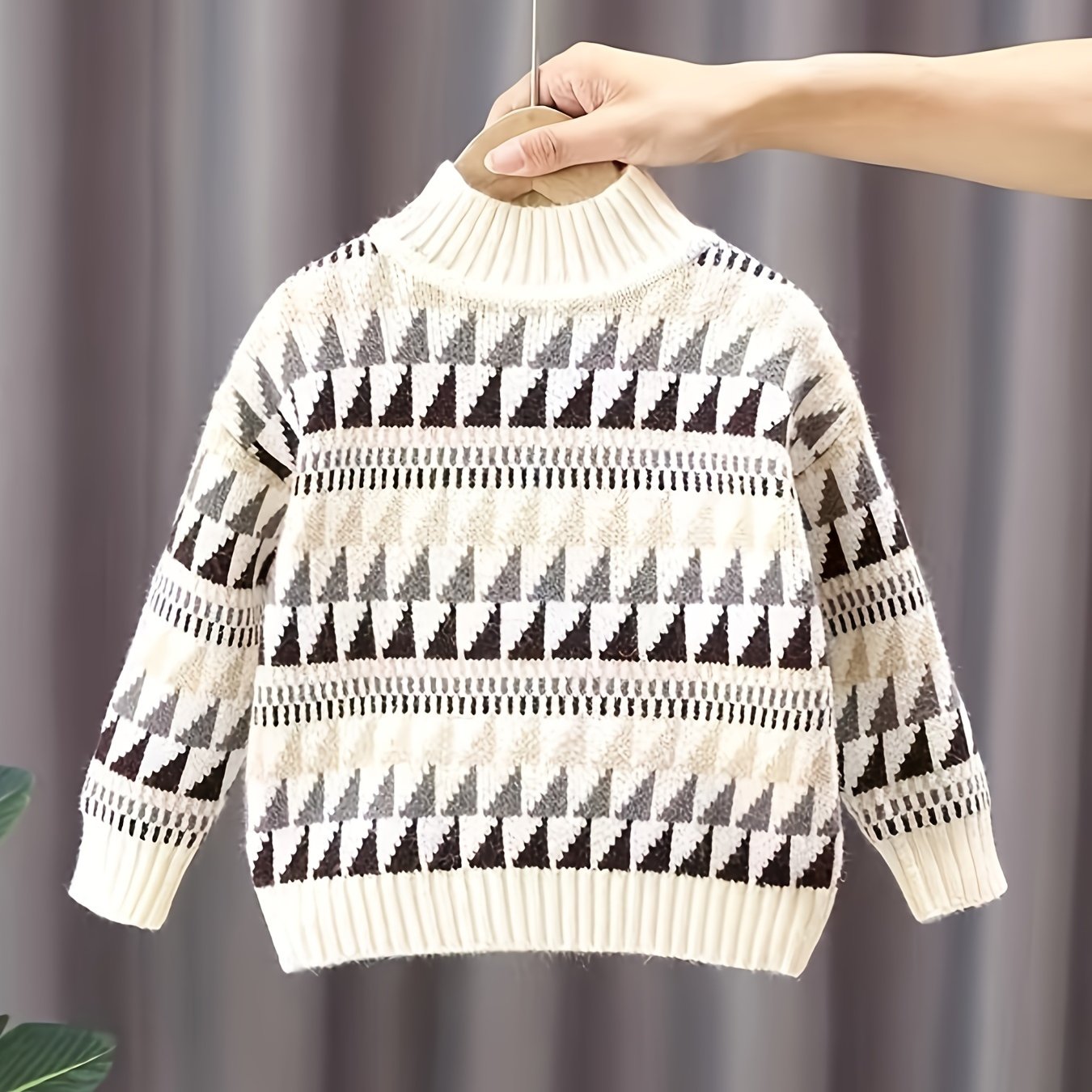 Image of Boys' Sweater Pullover Autumn And Winter 2024 Korean Style Outerwear Small And Medium Knitted Base Shirt