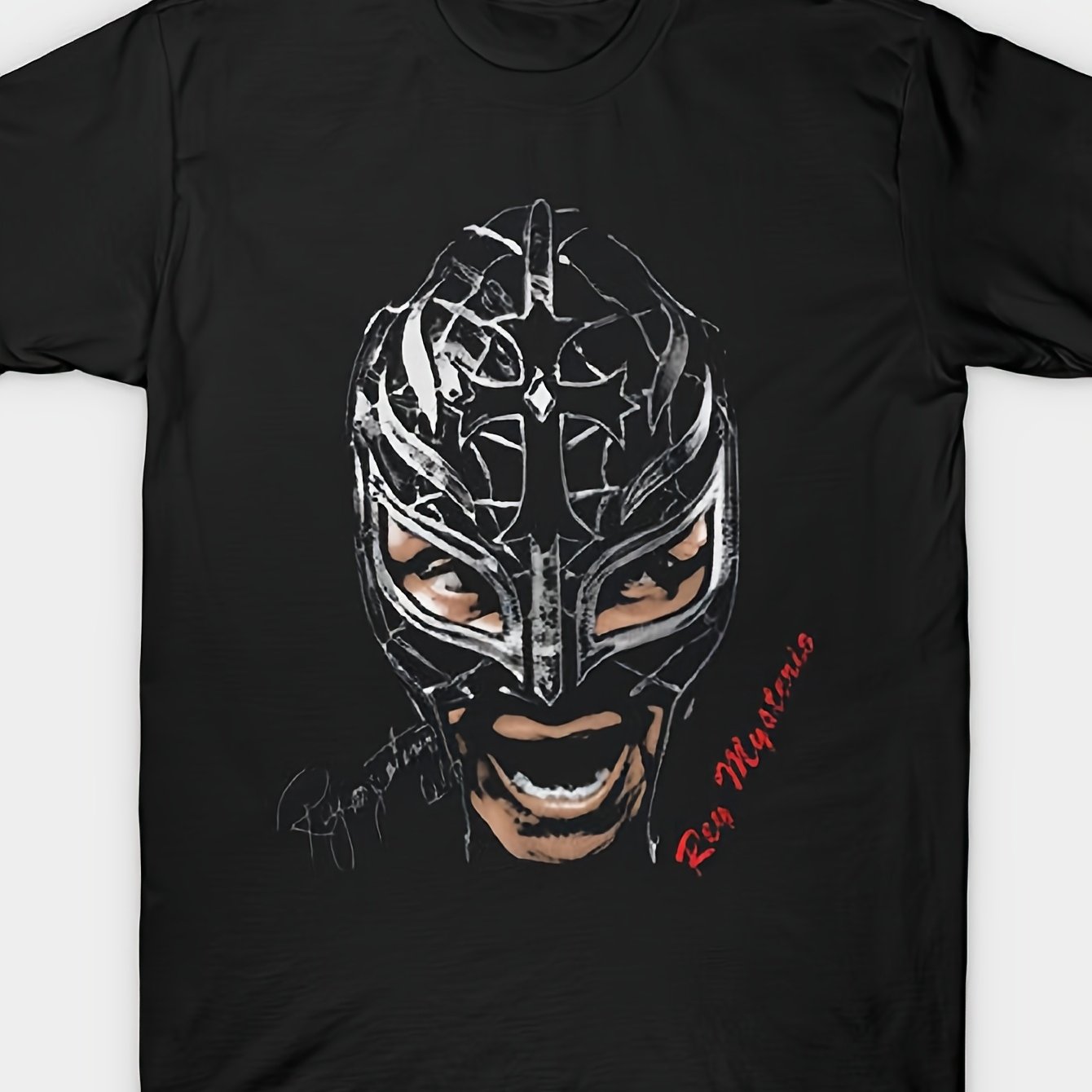 TEMU Rey Big Face T-shirt This Men's Casual Crew Neck T-shirt, Made Of Pure Cotton, Is A Versatile Piece Suitable For Occasions And Makes A Perfect