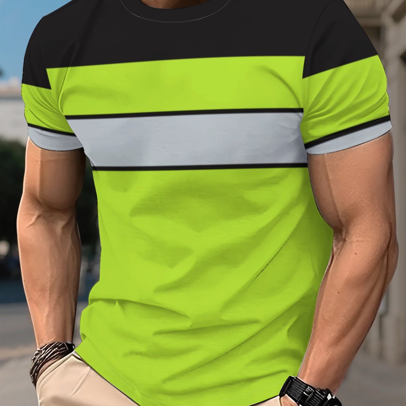 TEMU Men's Fashion Workwear Pattern Print Summer Casual Short Sleeve T-shirt