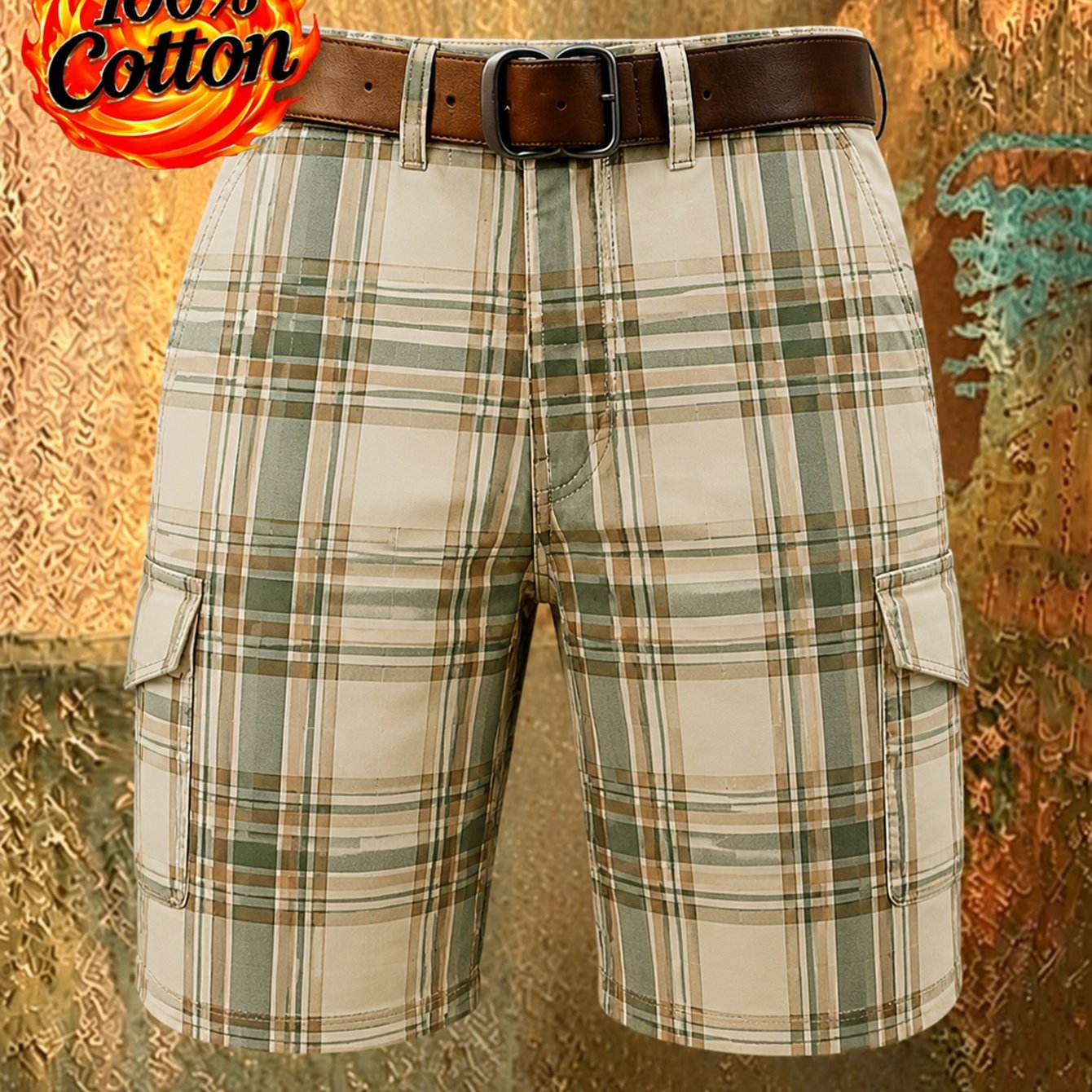 2026 Men's Fashion Stylish Cargo Shorts, 100% Material, Versatile Multi-, Perfect For Summer , Trendy Casual Wear, Functional And Fashion-, Ideal For Everyday