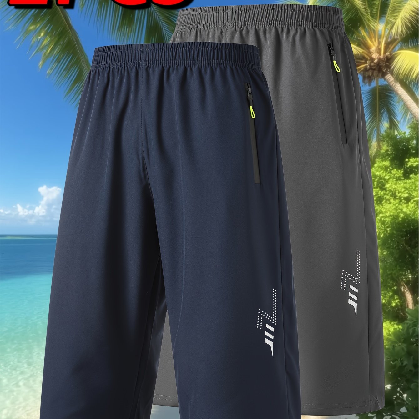 TEMU 2pcs, Casual Drawstring Shorts. Adjustable Waist And Side Pockets. Wear, Beach , Dates, And Meetups. Knee-length Shorts