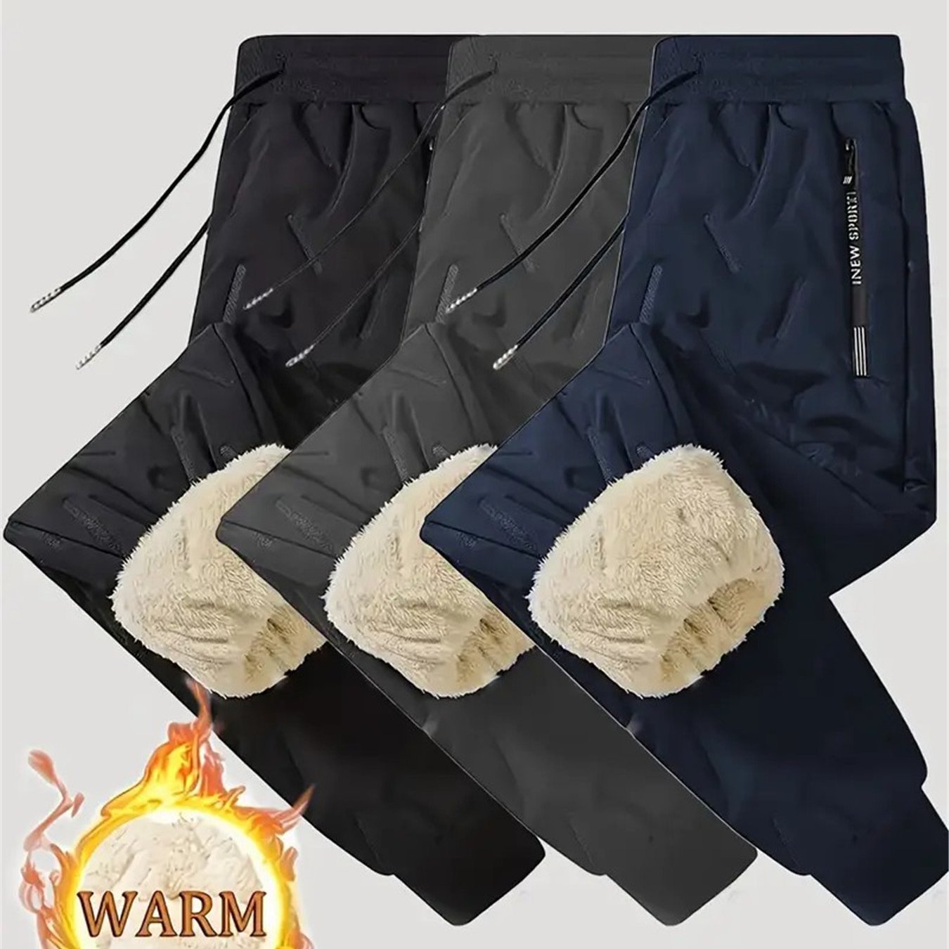 TEMU 3pcs Men's Wear-out Thickened Jacket For Autumn And Winter Sports Casual Pants, Winter Snowy Ground Cold And Windproof Warm Ankle Pants