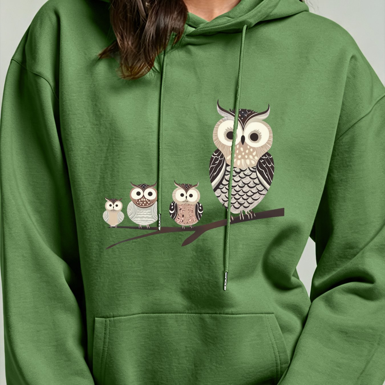 Autumn Winter Women's Loose Fit Hoodie With Y2k Owl Print Pattern, Casual Pullover Top