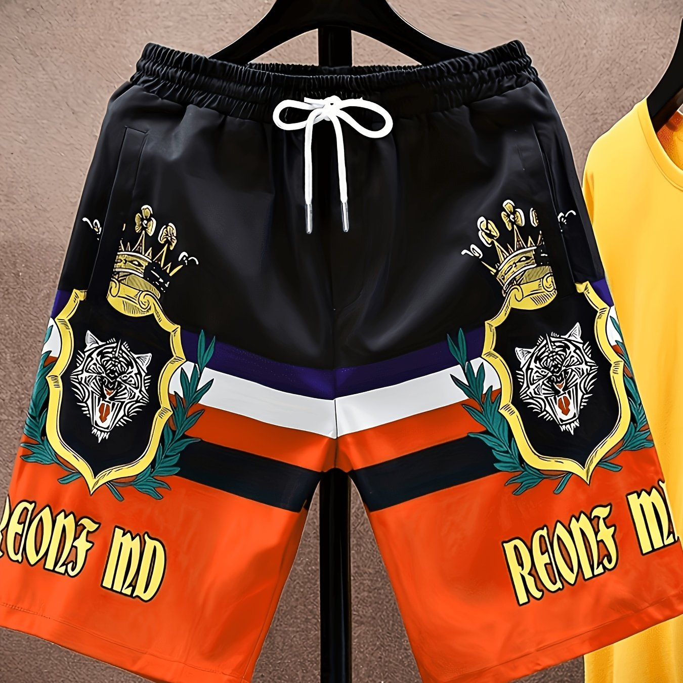 TEMU Printed Design - Not Textured Plus Size Men's Summer Fashion Beach Pants, Ideal For Seaside And Outdoor Casual Wear