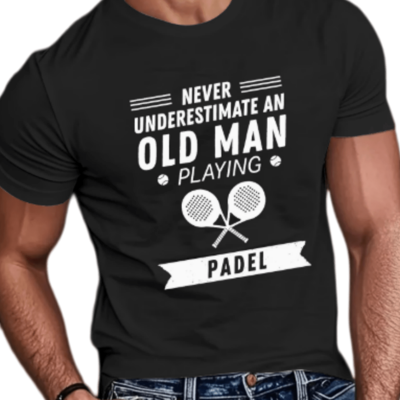 TEMU Men's Padel Tennis Player "old For Man" T-shirt, Breathable Printed Short Sleeve Padel Racket Tee, Gift For Padel Enthusiasts