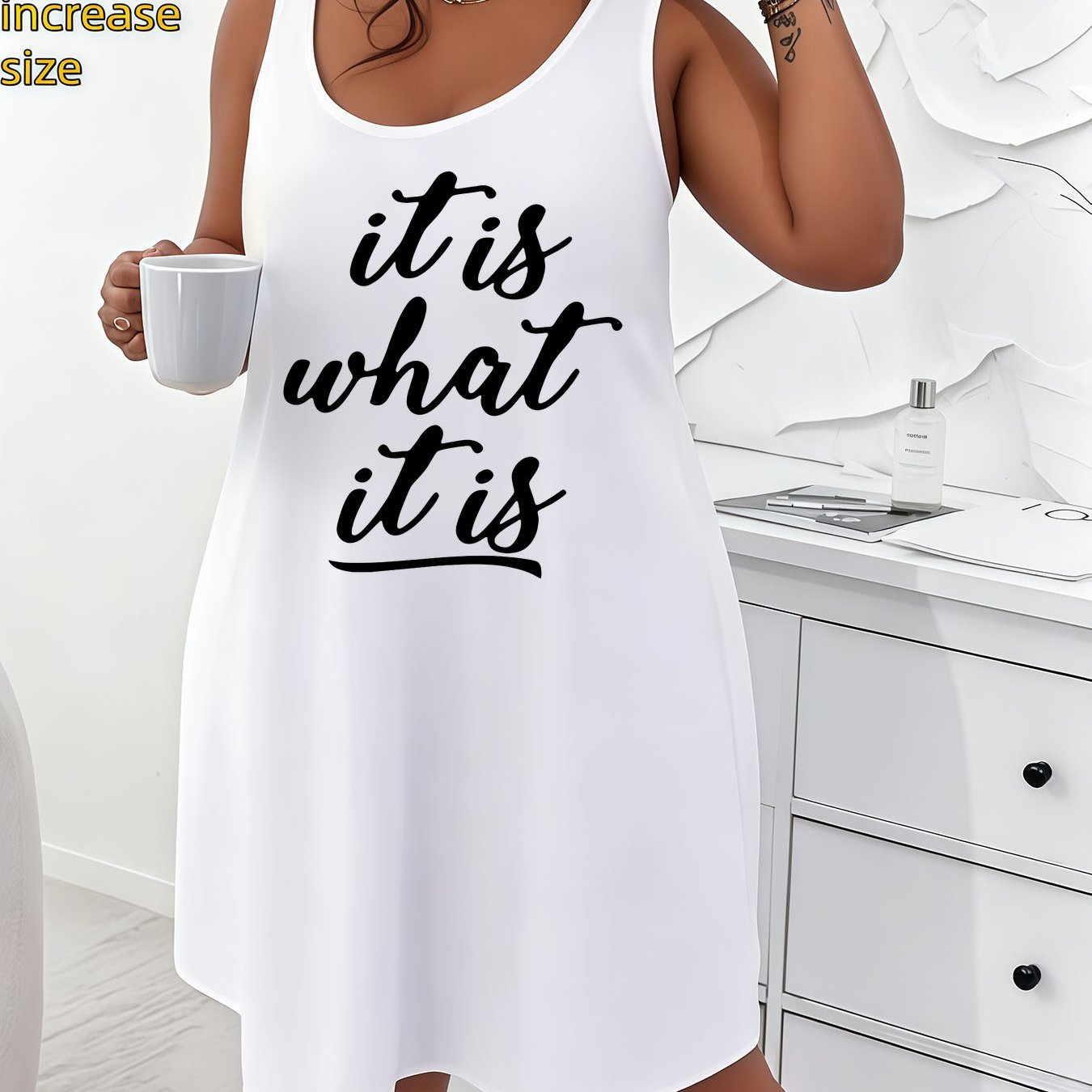 TEMU Plus Size, Fashionable And Elegant Print Tank Dress, Style, Women's Summer Dress, Casual And Versatile, Suitable For Home And Leisure,