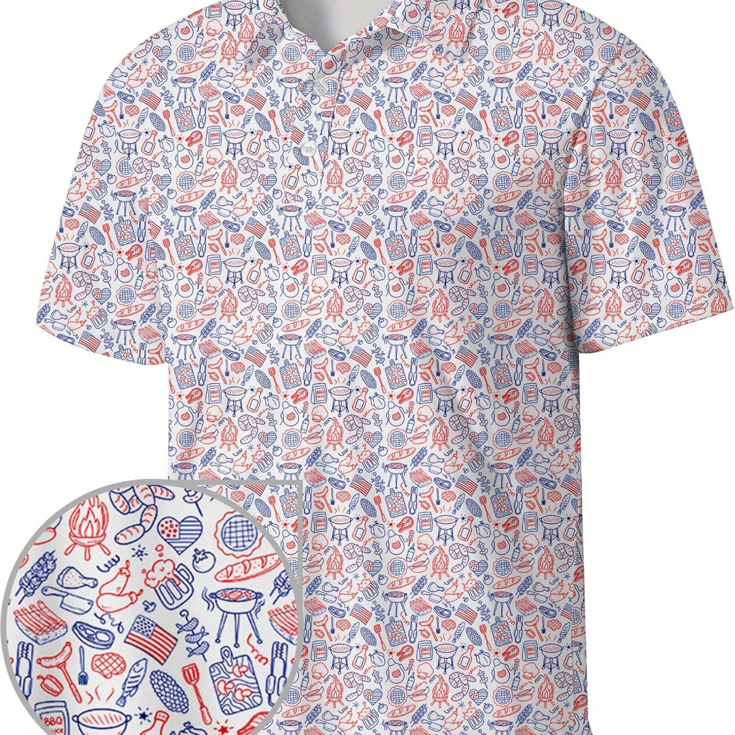 TEMU Men's Quick Dry Breathable Shirt, Short Sleeve, Casual Athletic Top For 4th Of Backyard & Daily Wear, Moisture Wicking, Please Order
