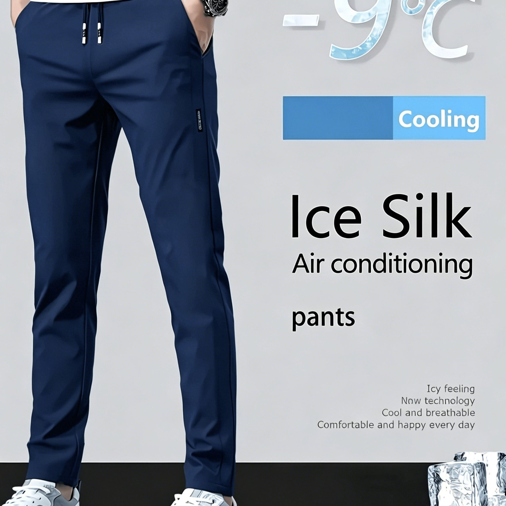 TEMU 1pc Men's Athletic Pants , Straight Cut, Polyester Quick-dry Breathable Thin Fabric, High-stretch Drawstring Non-tight, Essential For City