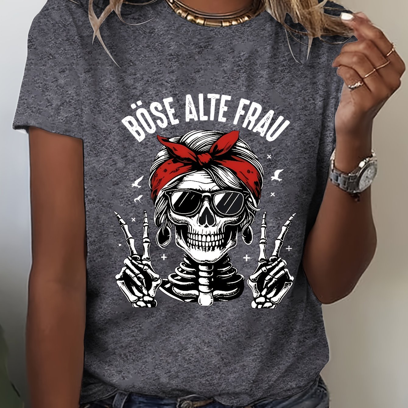 Graphic Print T-shirt, Long Sleeve Crew Neck Casual Top For Spring & Fall, Women's Clothing