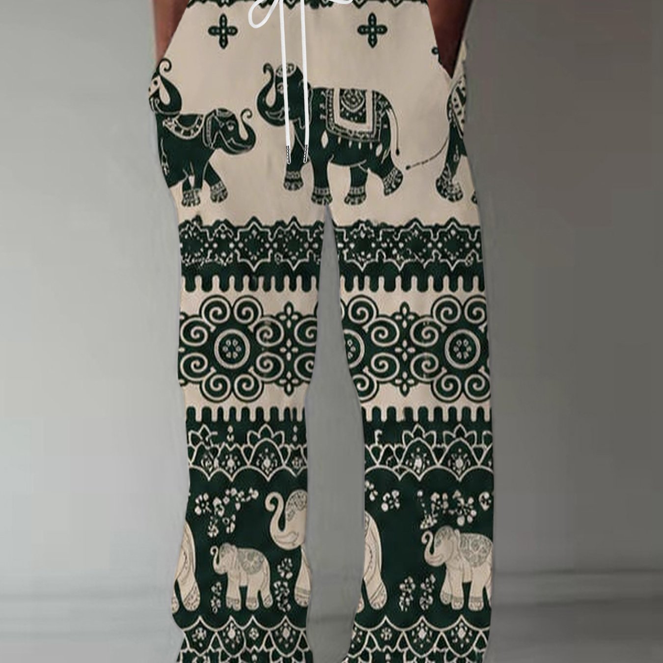 TEMU Men's Straight-leg Pants, European And American Trendy 3d Printed Versatile Casual Pants, Sport Pants, Loose Vintage Draped Pants