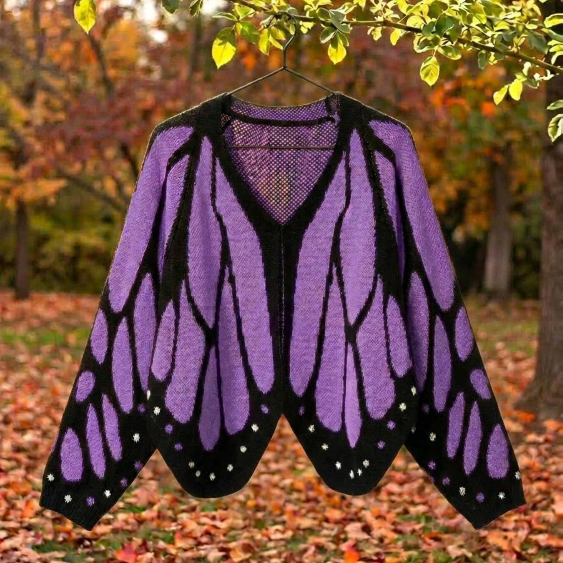 Image of Cape Cardigan, Color-block Crochet Design, Loose Batwing Sleeves, Spring And Autumn Outer Sweater Coat