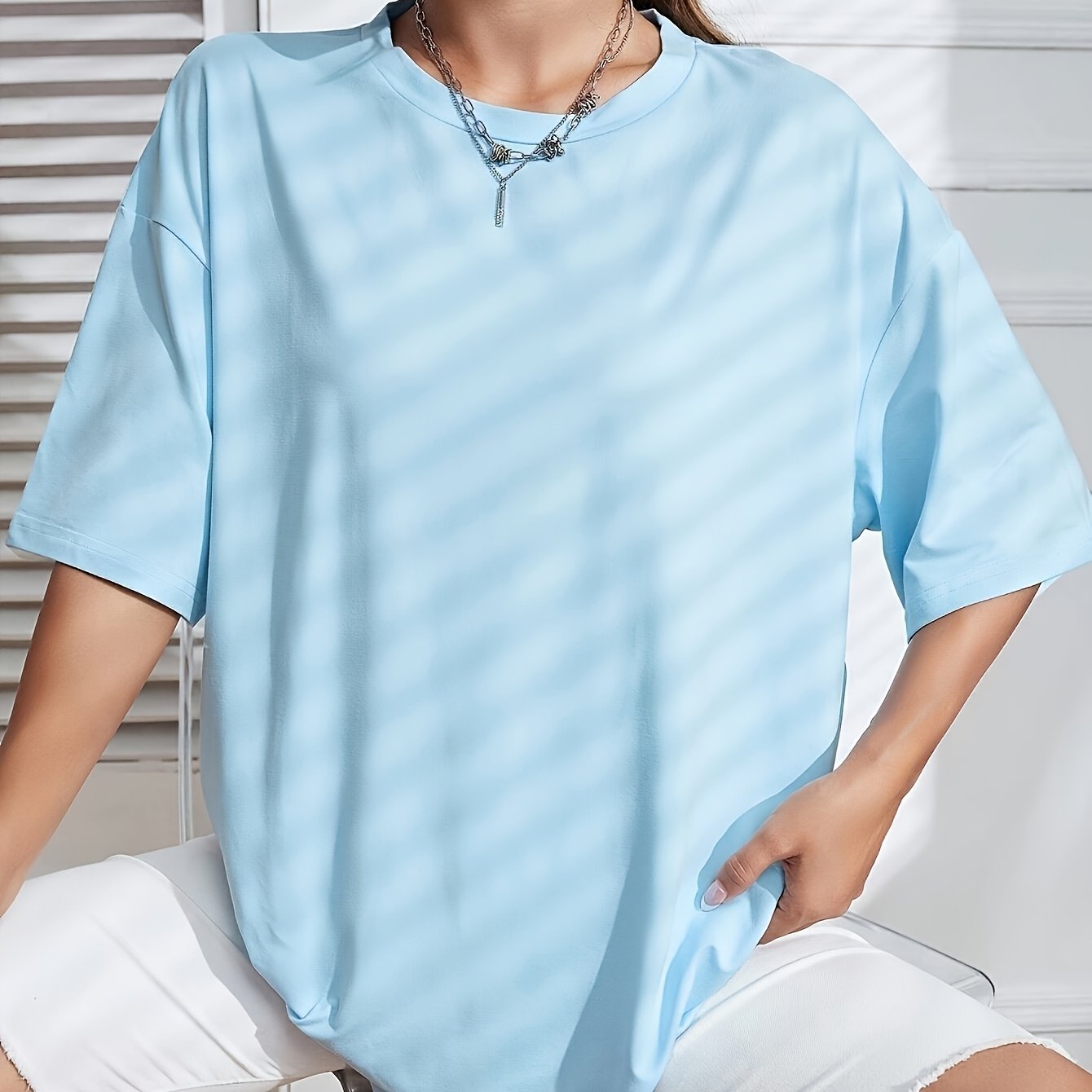 Women's Oversized Short Sleeve T-shirt - Round Neck Casual Summer Top, Solid Color Short Sleeve Blouse, Breathable Loose Fit Shirt For Spring/summer Casual Attire (machine Washable)