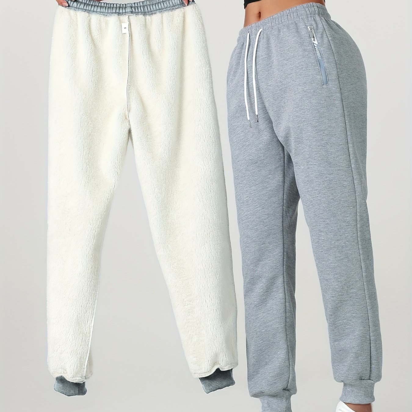 TEMU 1 pièce de pantalon long pour femme automne/hiver, pantalon de survêtement décontracté et chaud doublé pour femme, avec une taille élastique à