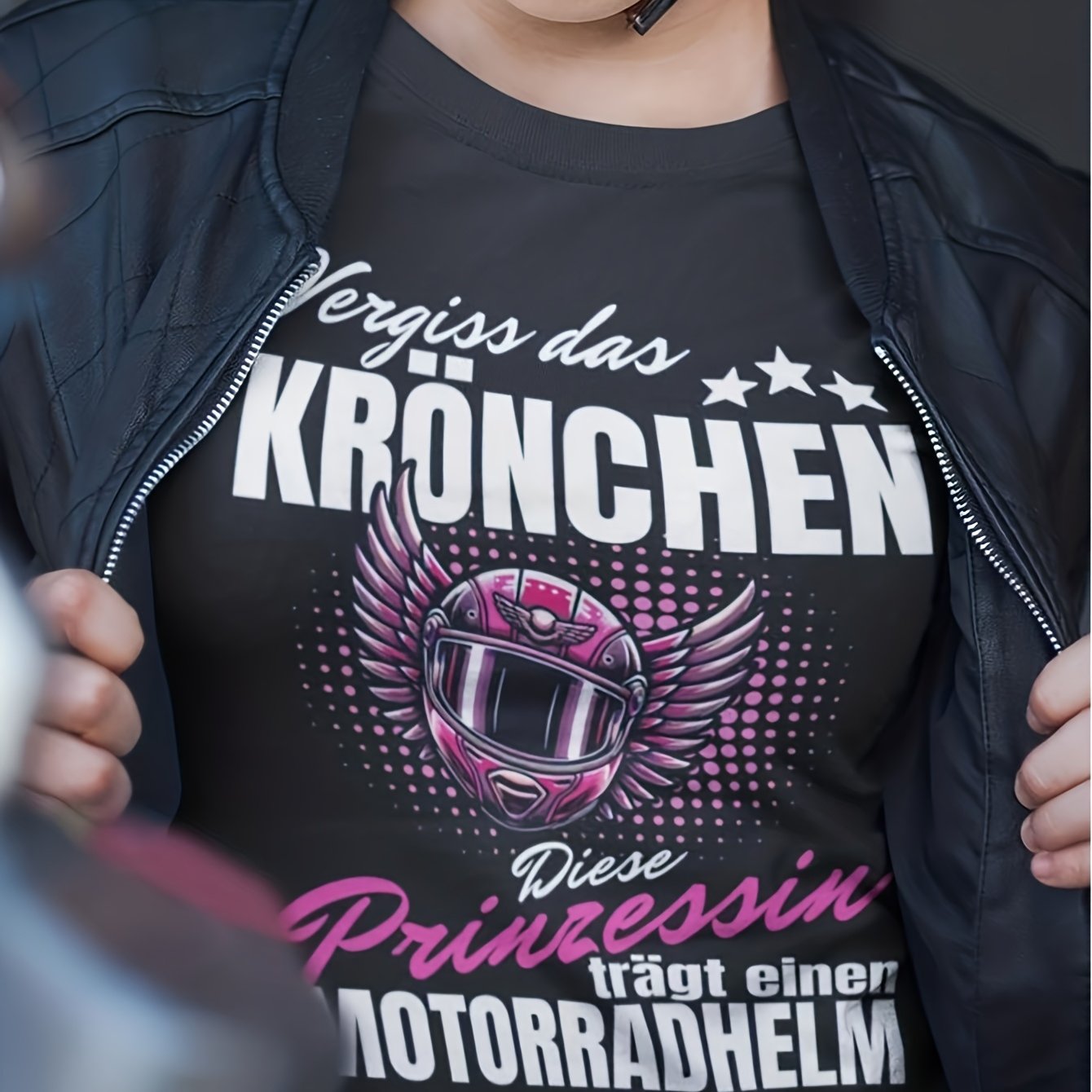 Image of Women's Motorcycle T-shirt - This Princess Wears A Helmet Biker Tee, Casual Round Neck Riding Shirt For Female , Gift For Enthusiasts, - Machine Washable Apparel