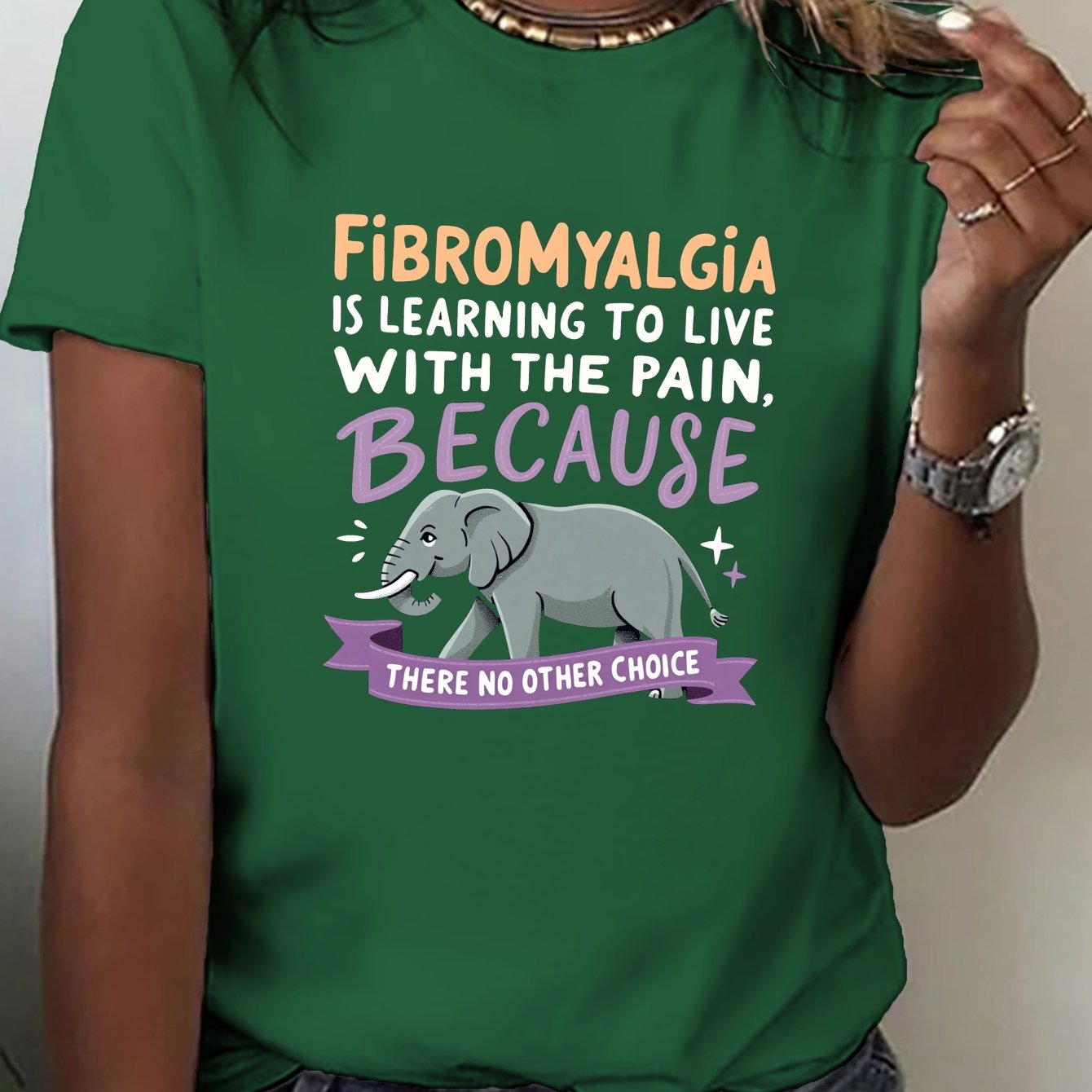 TEMU Women's Fibromyalgia Awareness T-shirt - Illness Top With Fibro Fog, Short Sleeve Crew Neck Casual Tee For - & Casual Attire