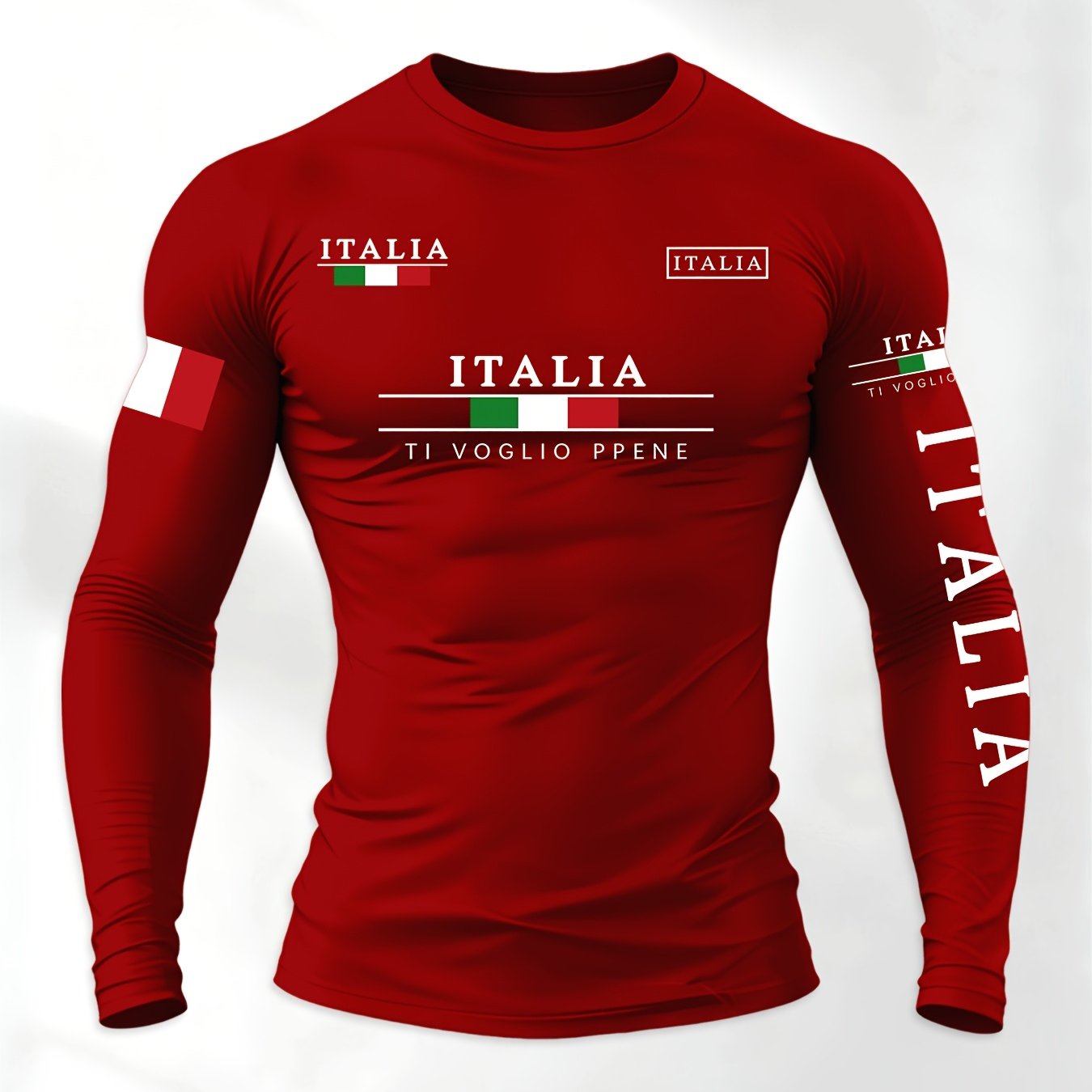 TEMU Men's Long Sleeve Printed T-shirt, Regular Spring/autumn Outdoor Sports Casual Long Sleeve Top