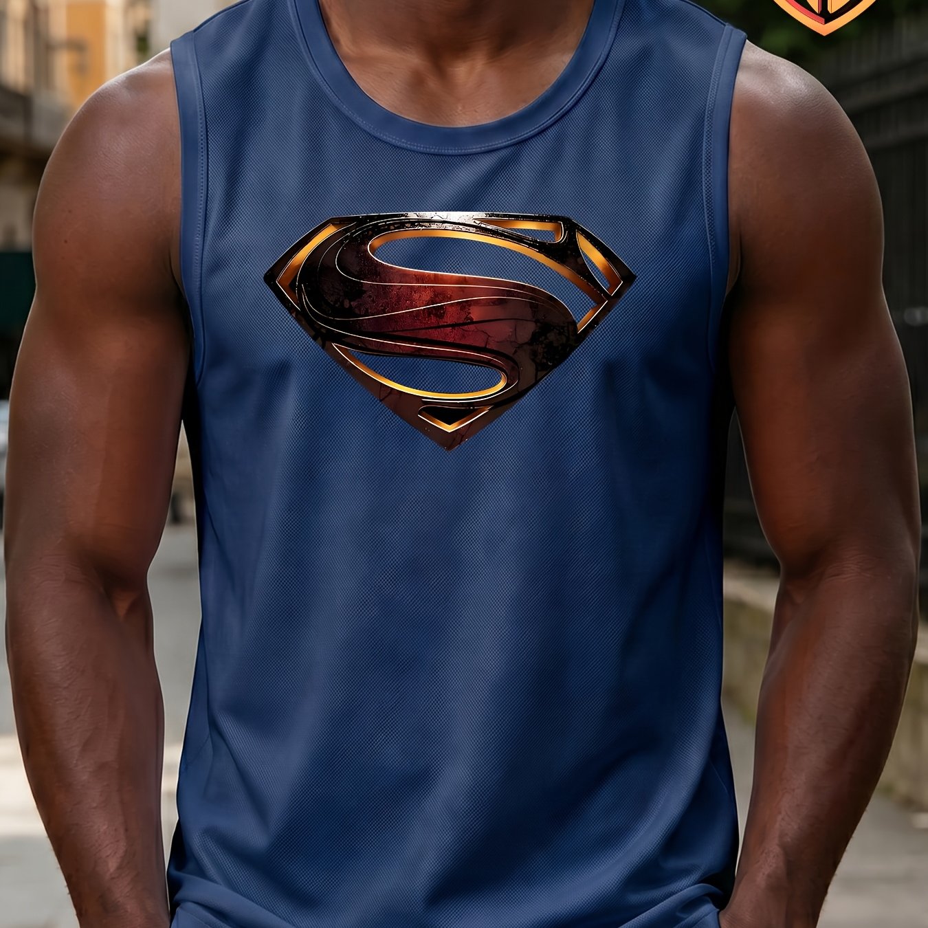 TEMU Wb Superman Series Themed Men's Vest, Suitable For Outdoor Wear, Fashionable Design, Birthday Gift