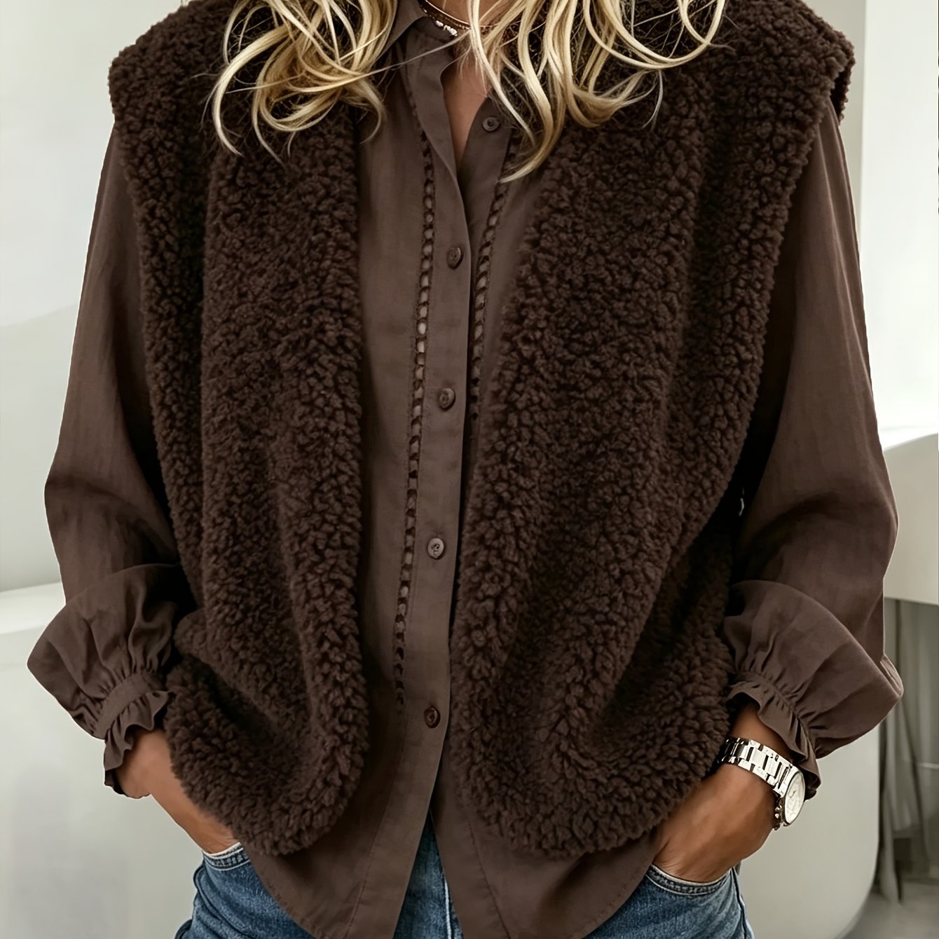 TEMU ASD1 Ensemble Femme Automne Hiver Mode Élégante Nouveau Courte et Facile Gilet, Directionnel Élégant