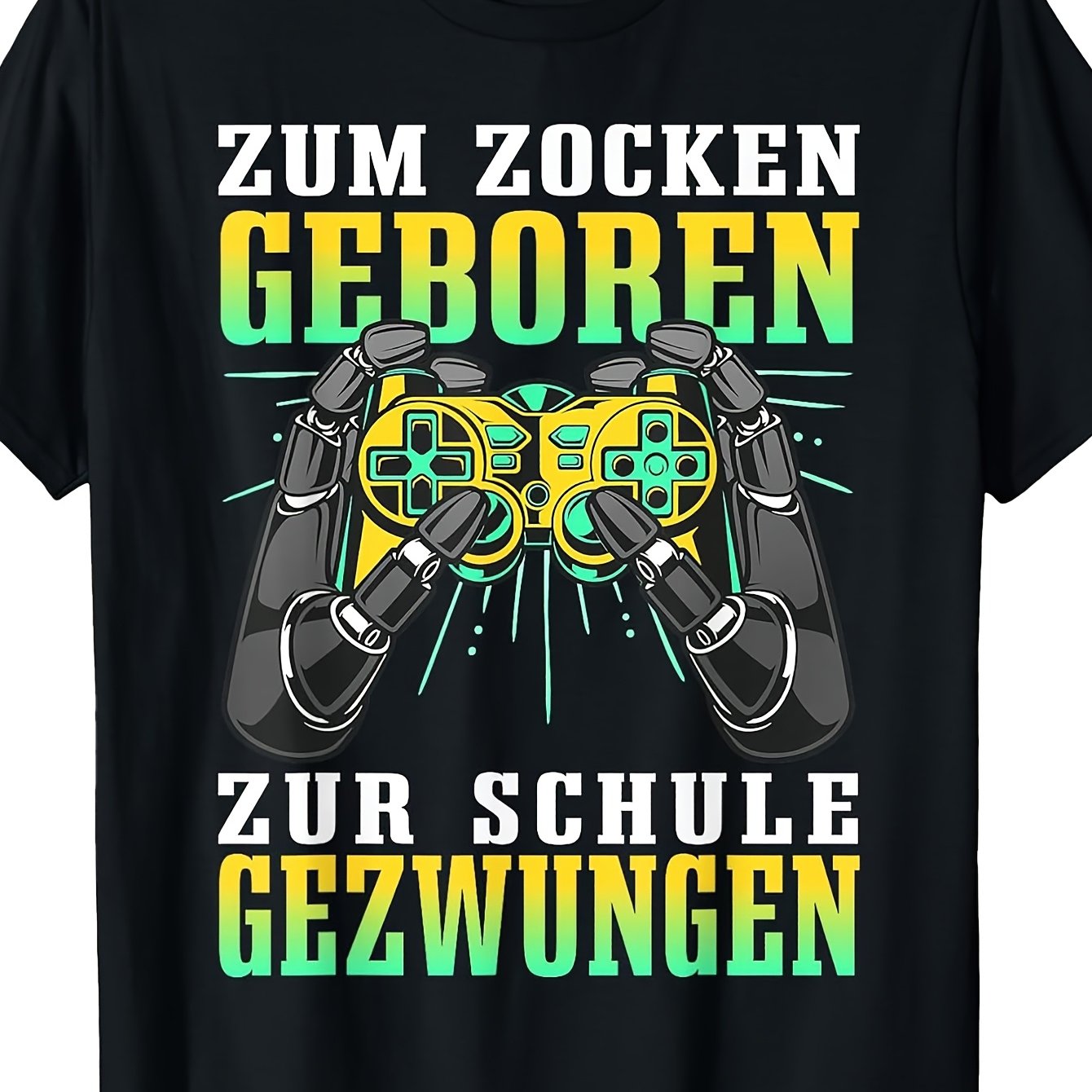 Image of Zum Zocken Zur Schule Gezwungen Shirt Gamer Gaming T-shirt, Black