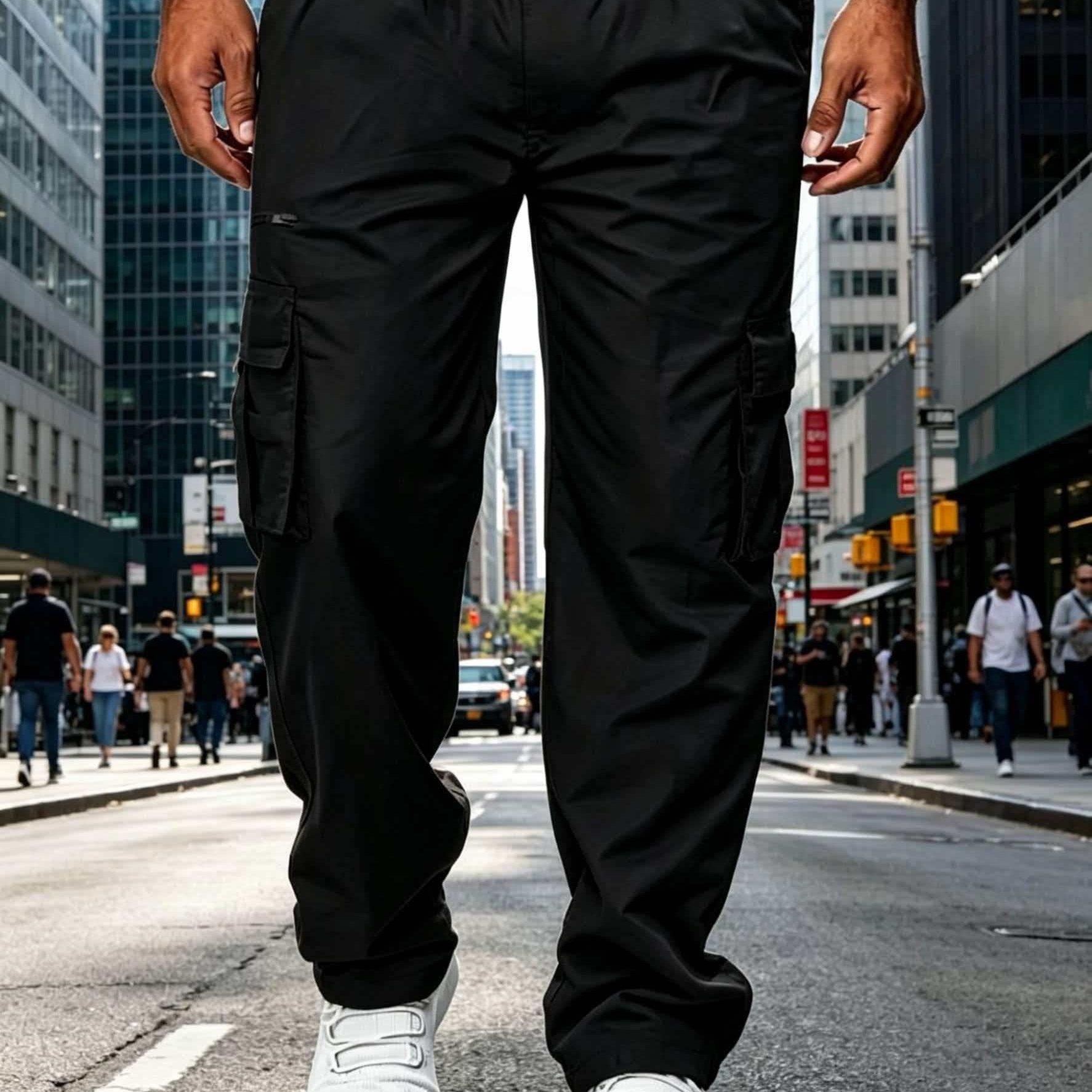 TEMU Men's Multi-pocket Loose Straight-leg Cargo Pants, Outdoor Casual Long Pants, Sports Fitness Trousers