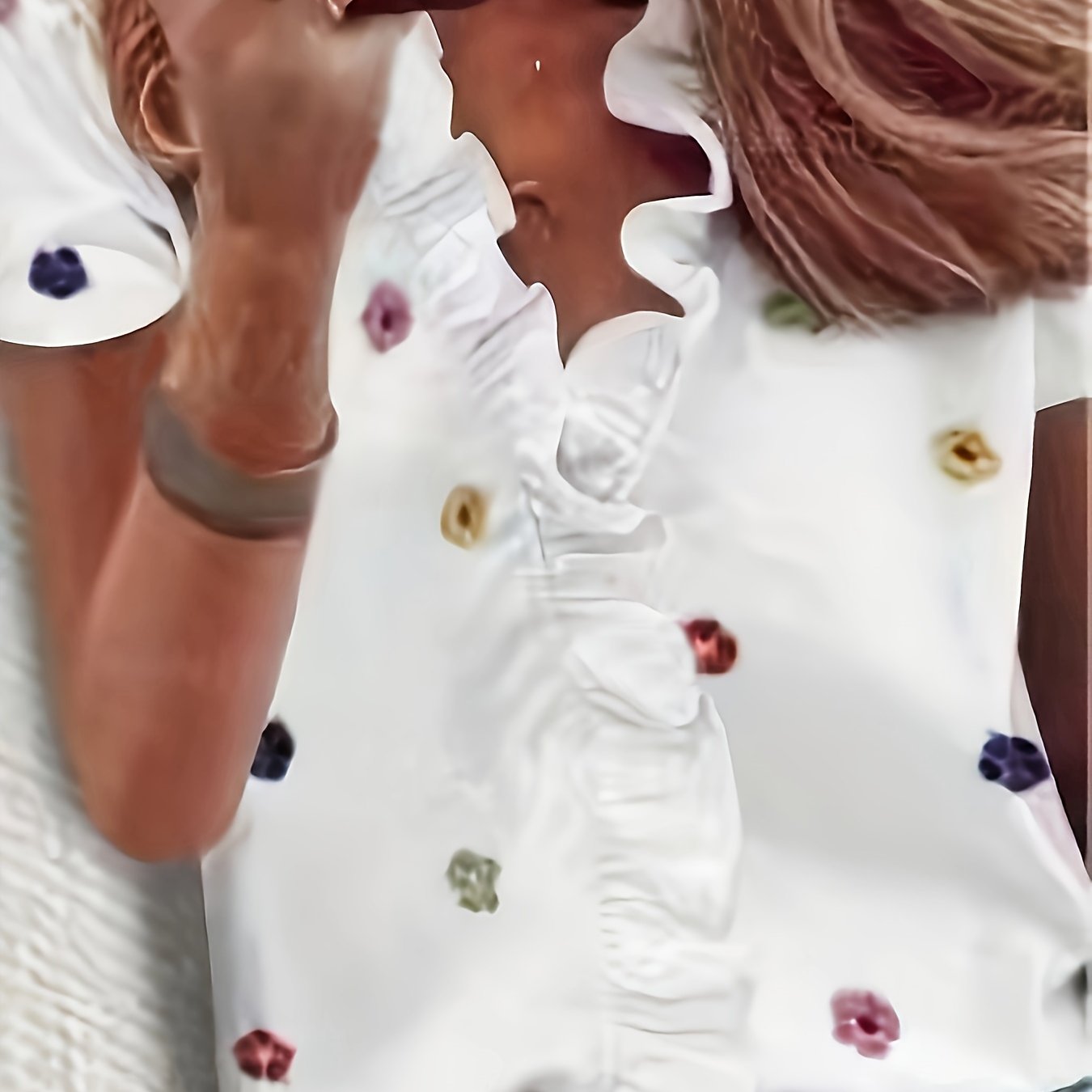 Plus Size - Plus Size - Plus Size Casual Women's Printed V-neck Top