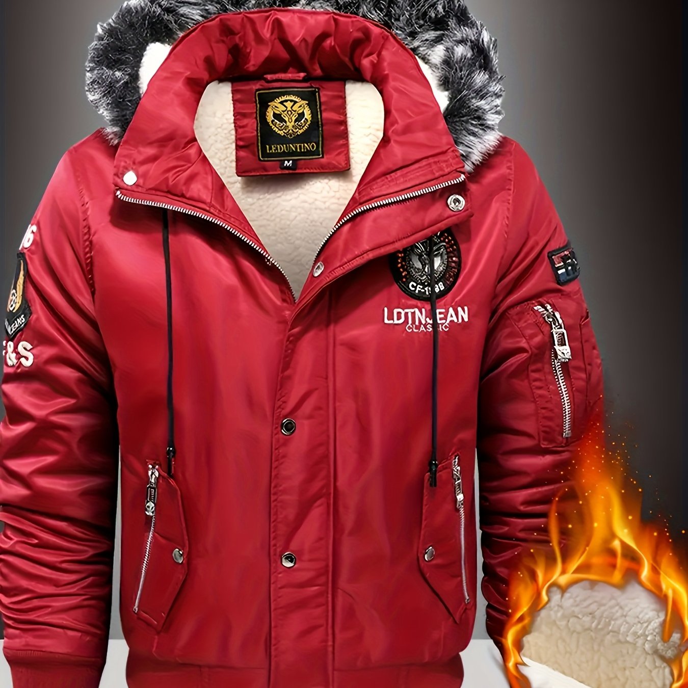 Men's Outdoor Winter Hooded Fashion Jacket, 100% Nylon, 210g/m², Solid Color, Regular Fit, Zipper Detail, Polyester Lining, Casual Hooded -lined Thick Warm Coat