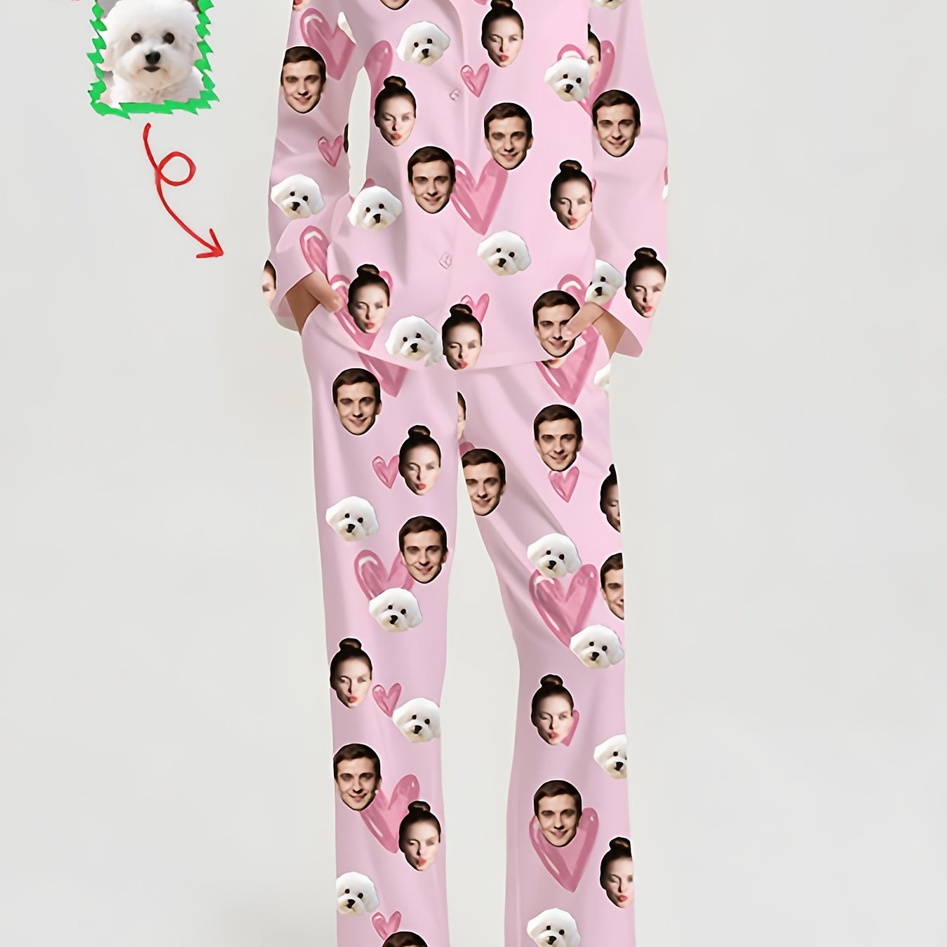 TEMU Custom Women's Pajama Set, Personalized Pajamas With Portrait Photo